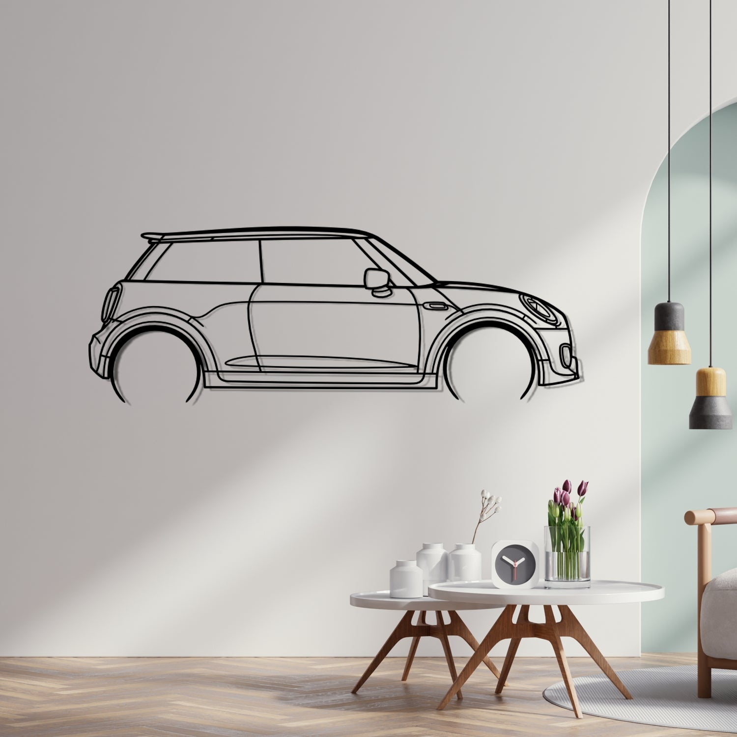 Mini Cooper JCW 2020 Side View - Metal Wall Silhouette