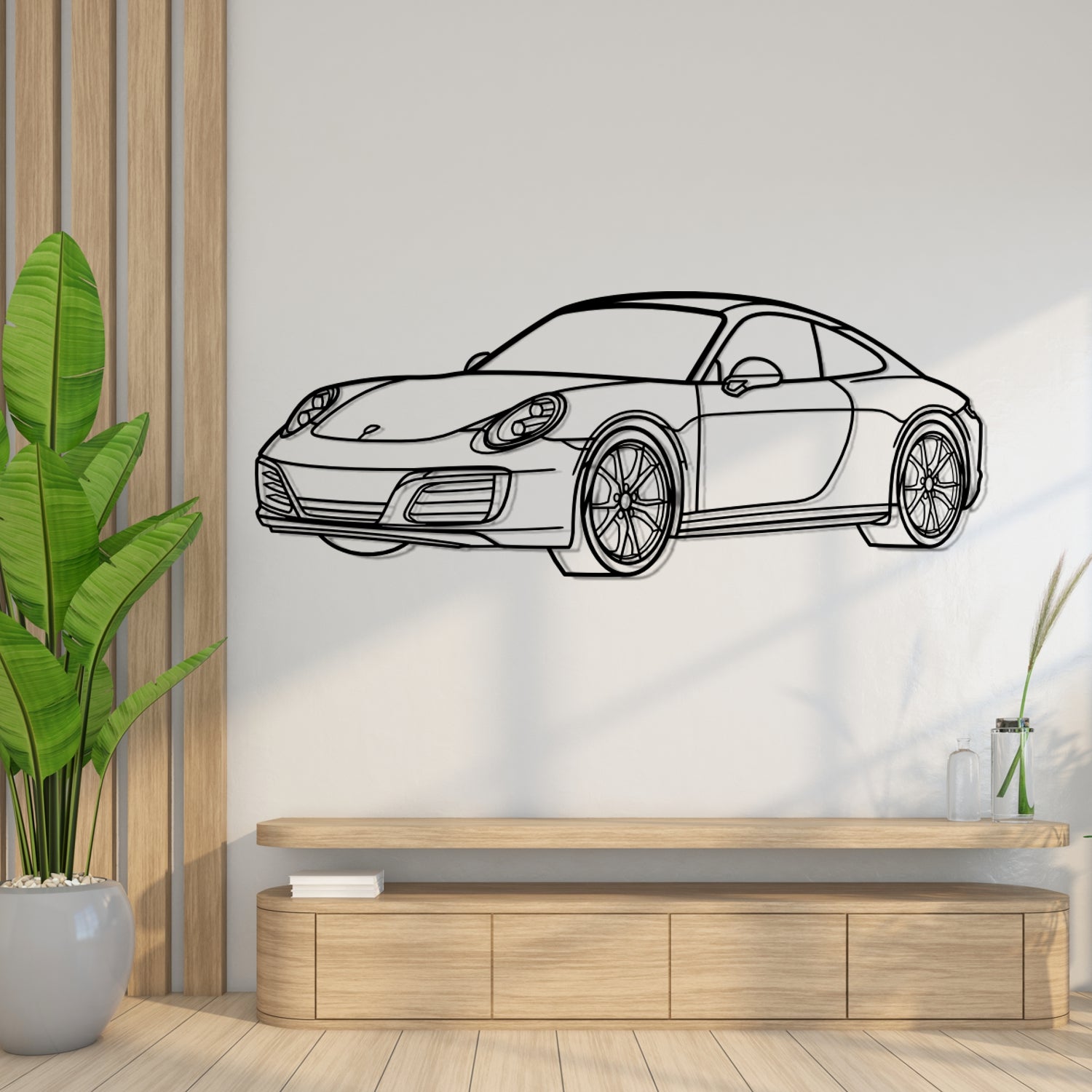 Porsche 911 991 Carrera 3D Front View - Metal Wall Silhouette