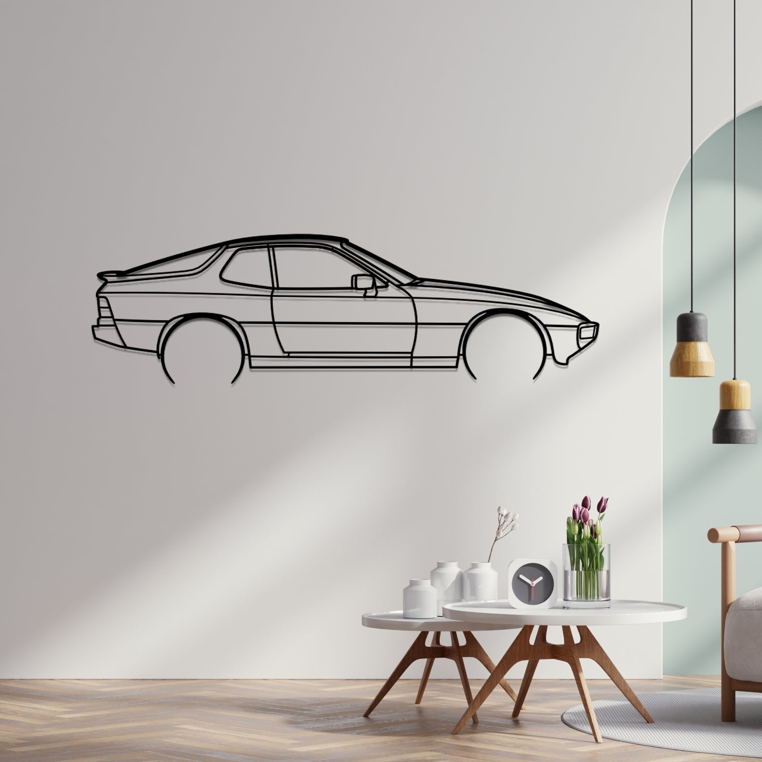 Porsche 924 S Side View - Metal Wall Silhouette