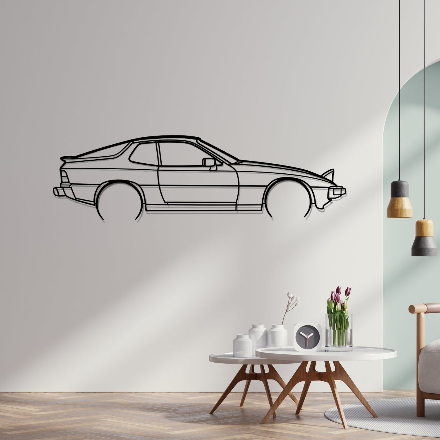 Porsche 924 S American Edition Side View - Metal Wall Silhouette