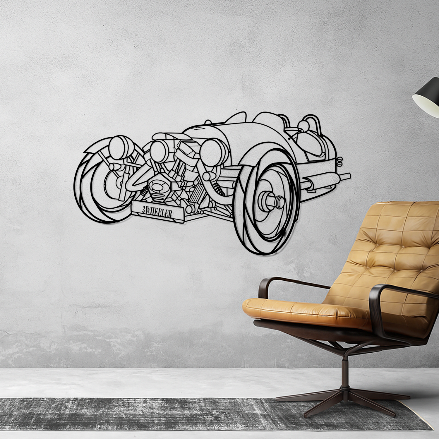 Morgan 3 Wheeler (2011-2021) - Front 3D Perspective - Metal Silhouette 
