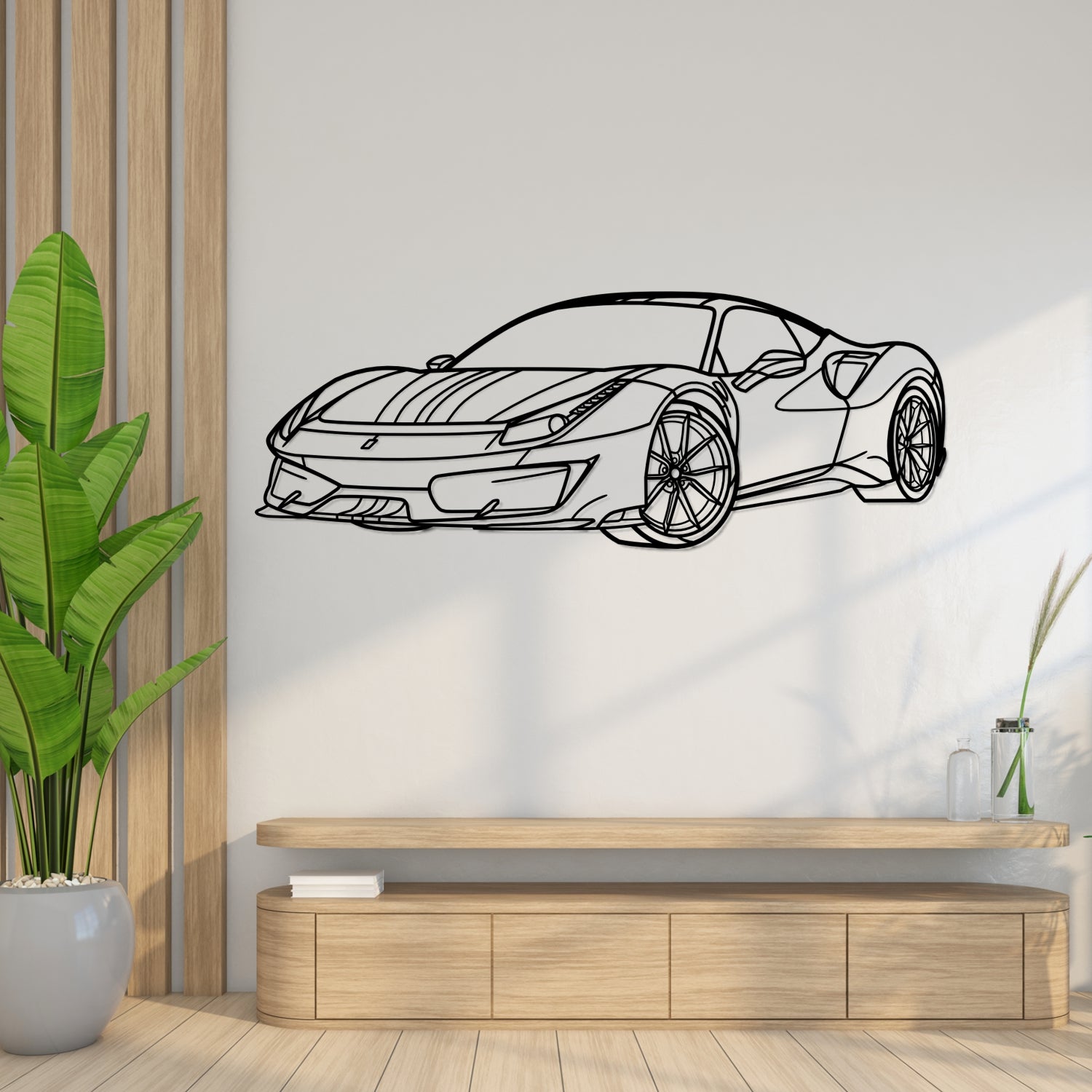 Ferrari 488 Pista (2018-2019) - Perspetiva 3D Frente - Silhueta de Metal