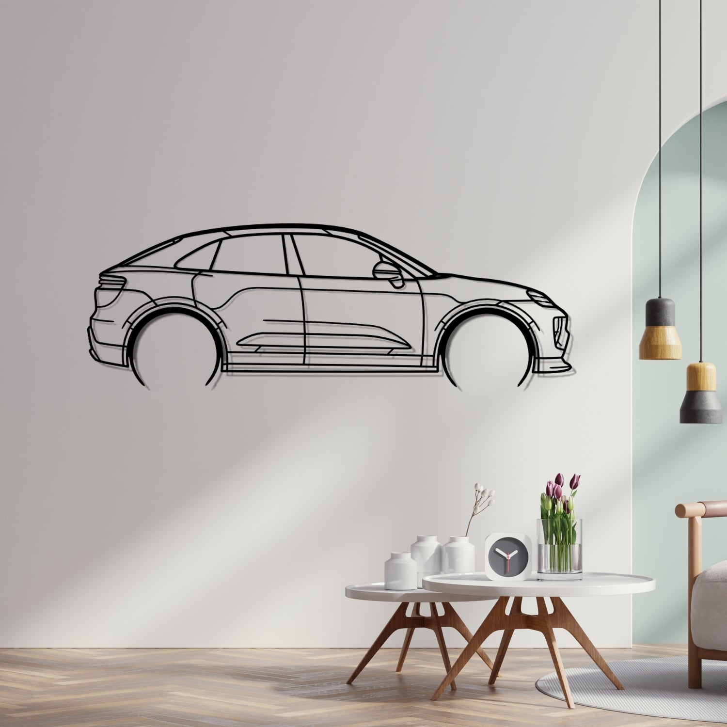 Porsche Macan Electric Side View - Metal Wall Silhouette