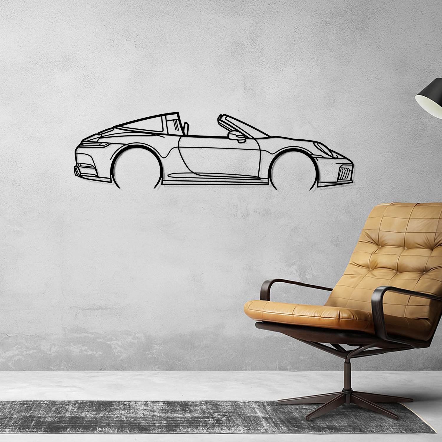Porsche 911 992.2 Targa GTS (2025) - Perspetiva Lateral - Silhueta de Metal