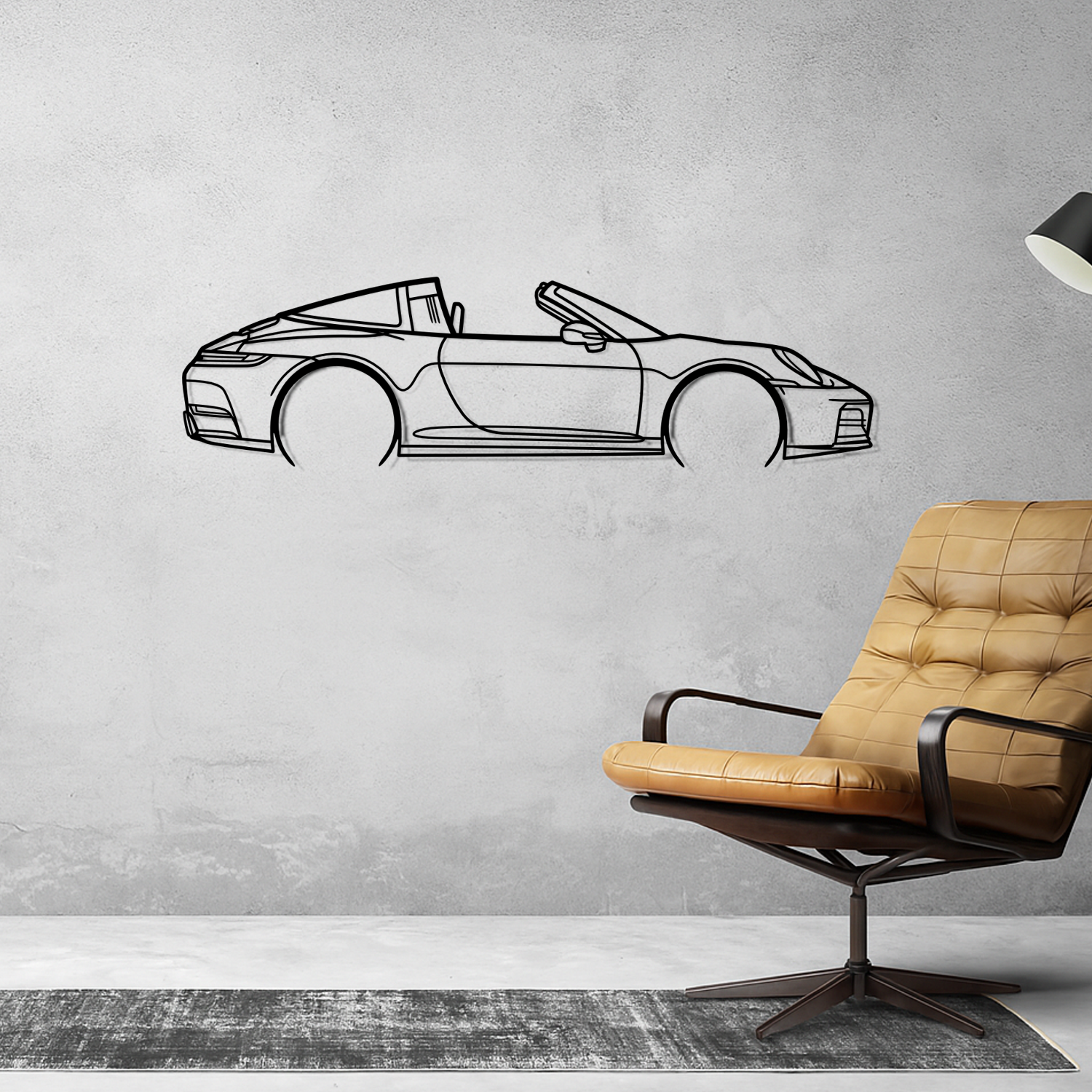 Porsche 911 992.2 Targa (2025) - Perspetiva Lateral - Silhueta de Metal