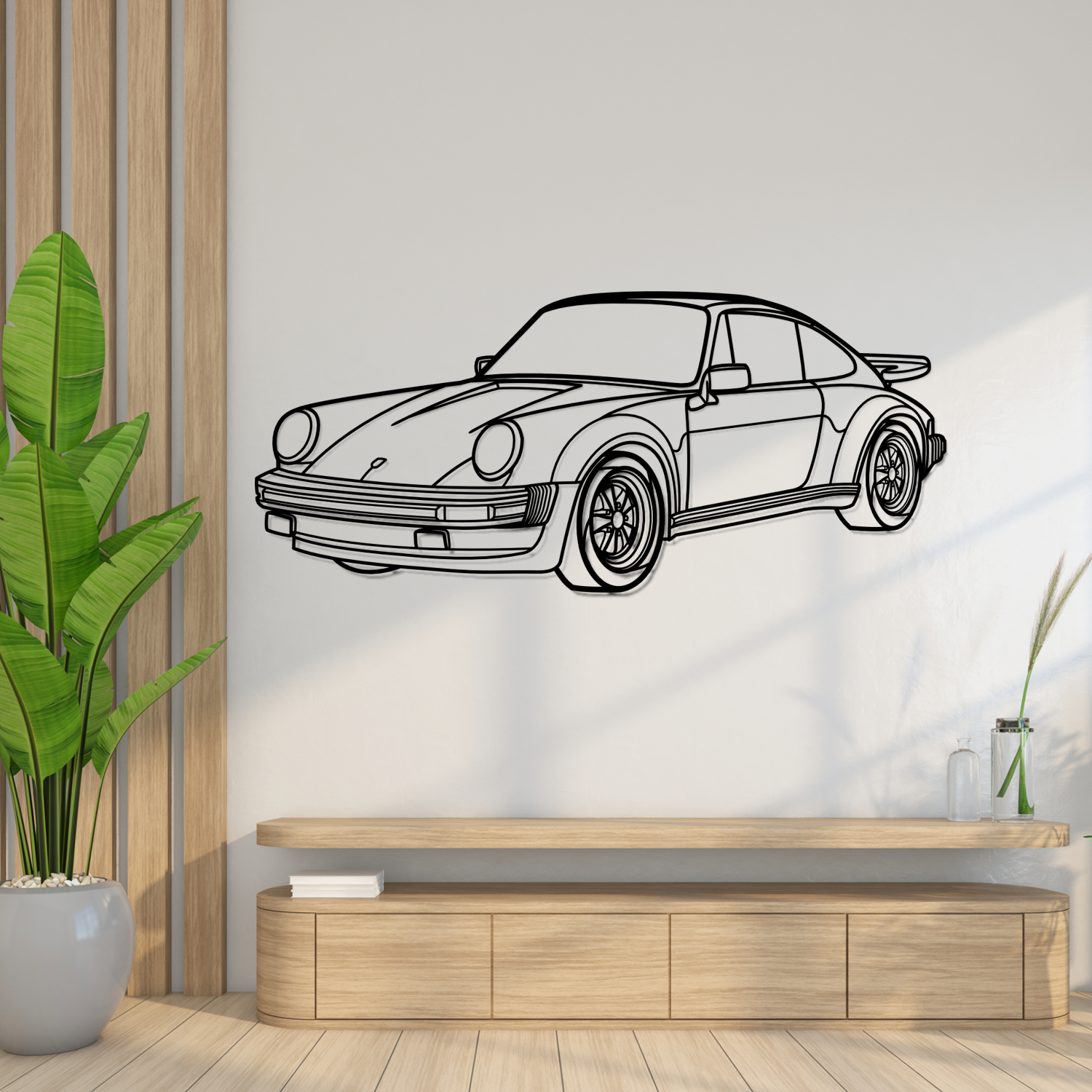 Porsche 911 930 Turbo (1975-1989) - Perspetiva 3D Frente - Silhueta de Metal