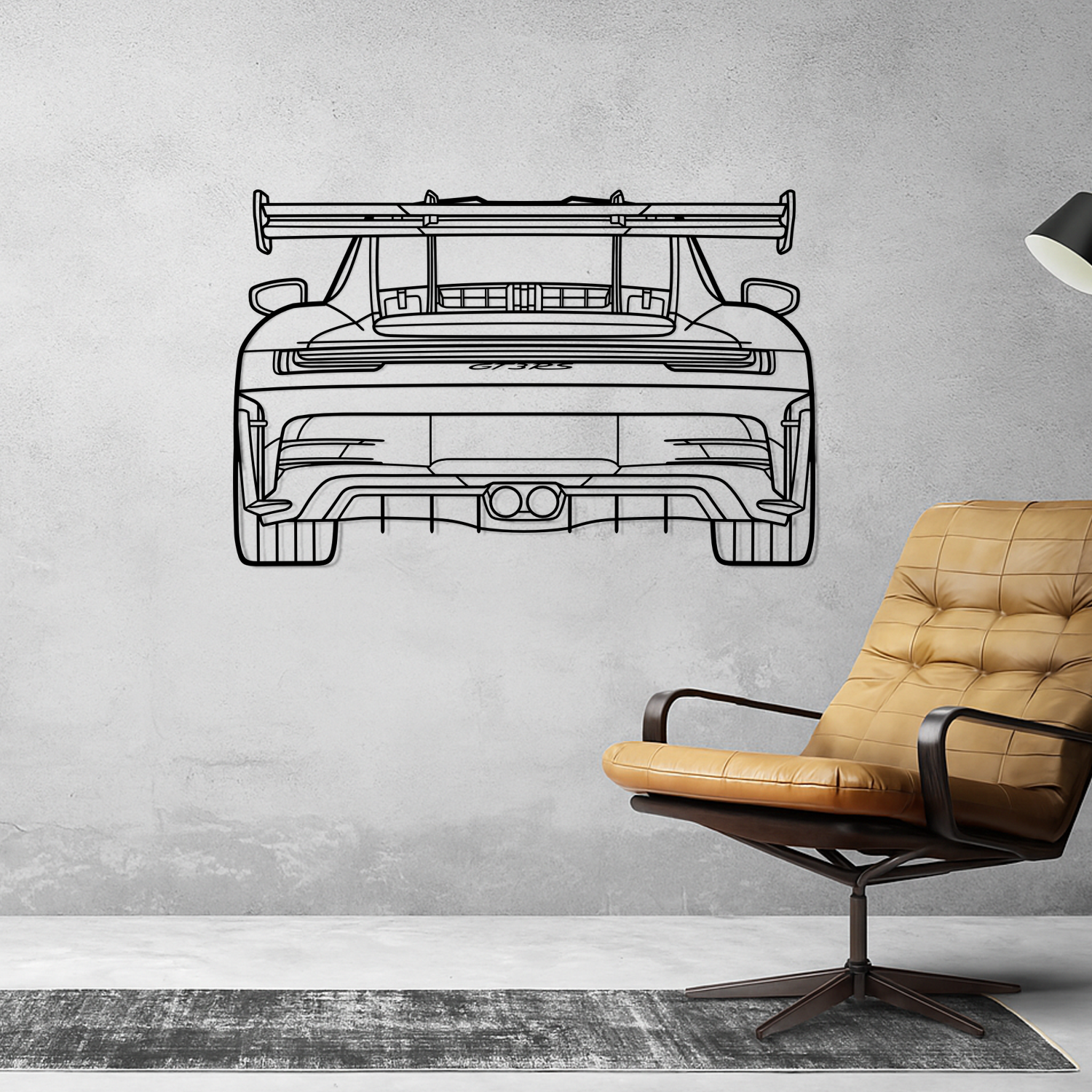 Porsche 911 992 GT3 RS (2022-2025) - Rear View - Metal Silhouette