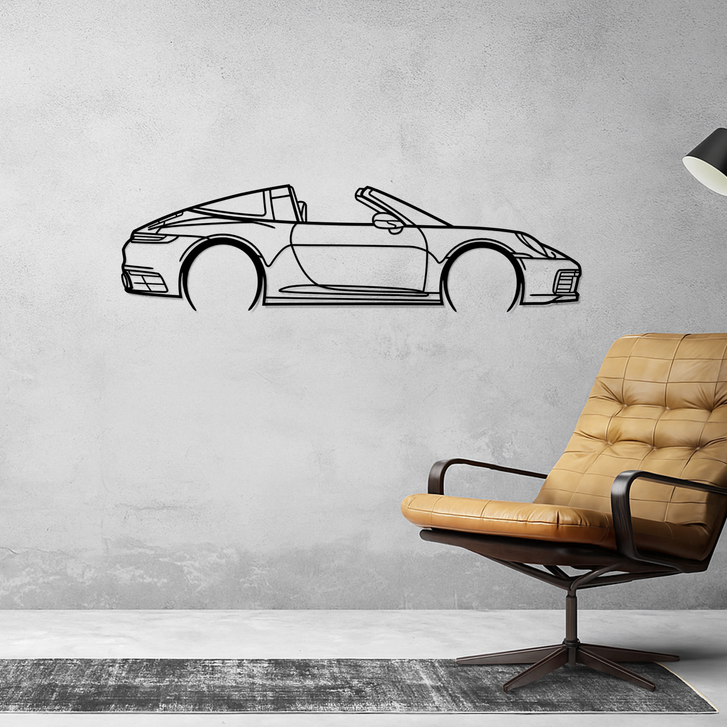 Porsche 911 992.1 Targa (2020-2024) - Perspetiva Lateral - Silhueta de Metal