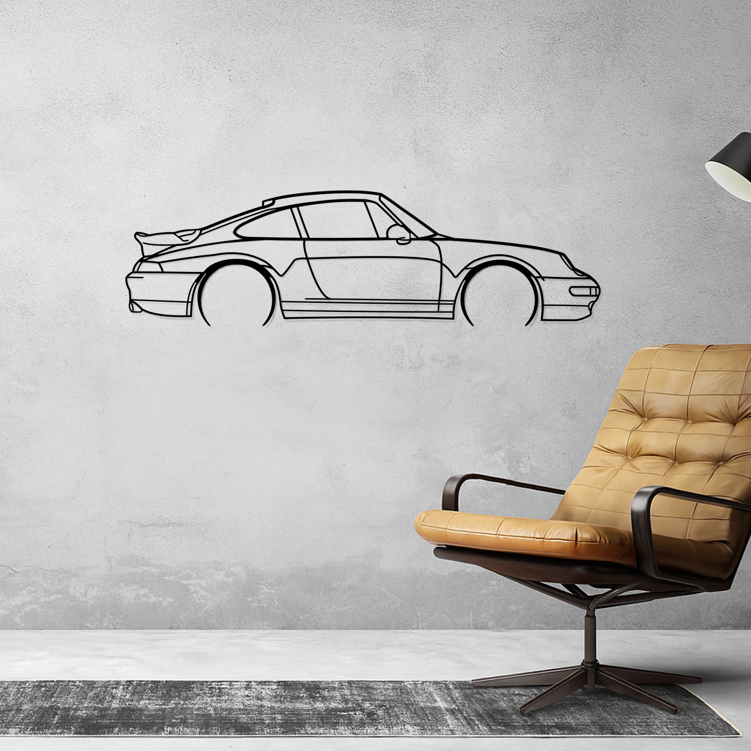 Porsche 911 993 Turbo (1995-1998) - Perspetiva Lateral - Silhueta de Metal