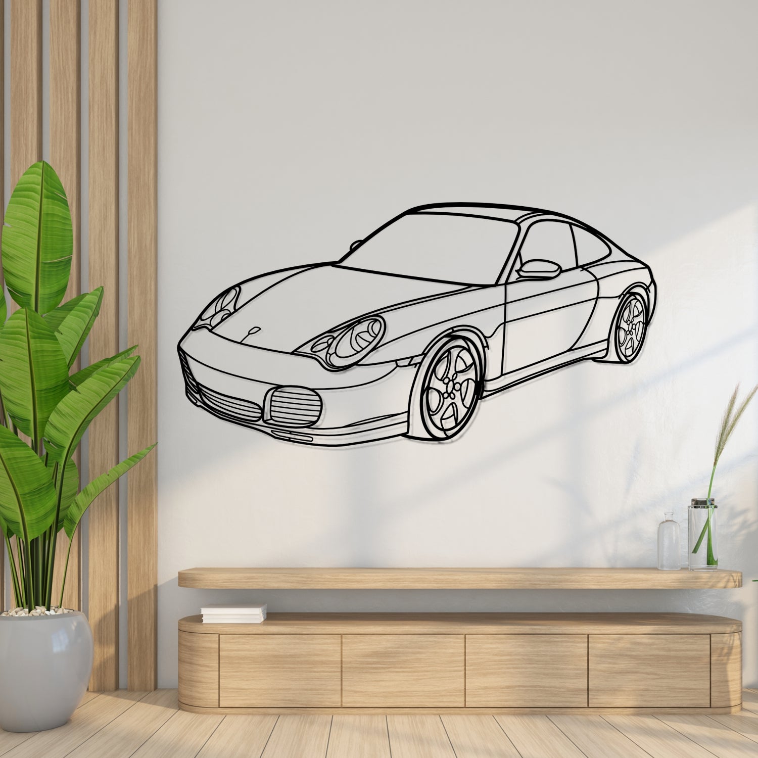 Porsche 911 996.2 Carrera (2002-2005) - Perspetiva 3D Frente - Silhueta de Metal