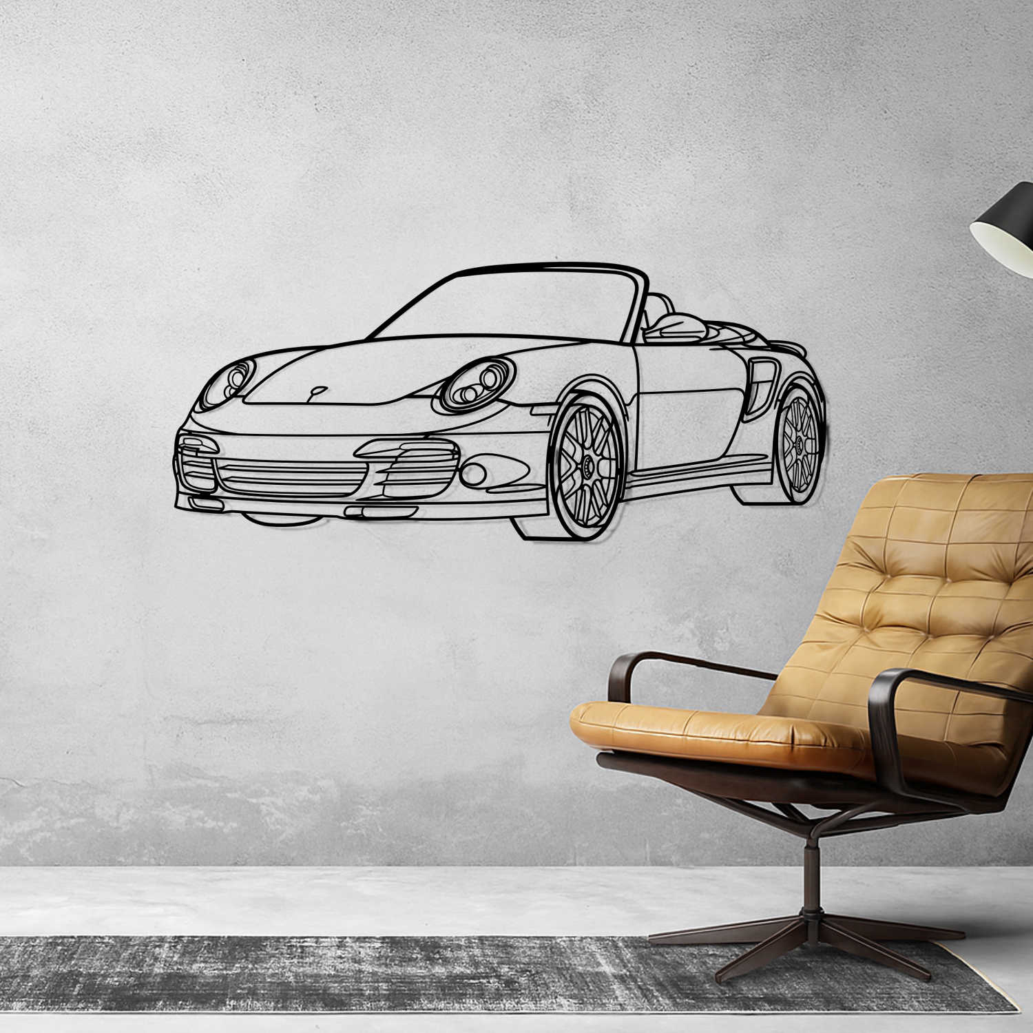 Porsche 911 997.2 Turbo S (2011-2013) - 3D Perspective Front - Metal Silhouette