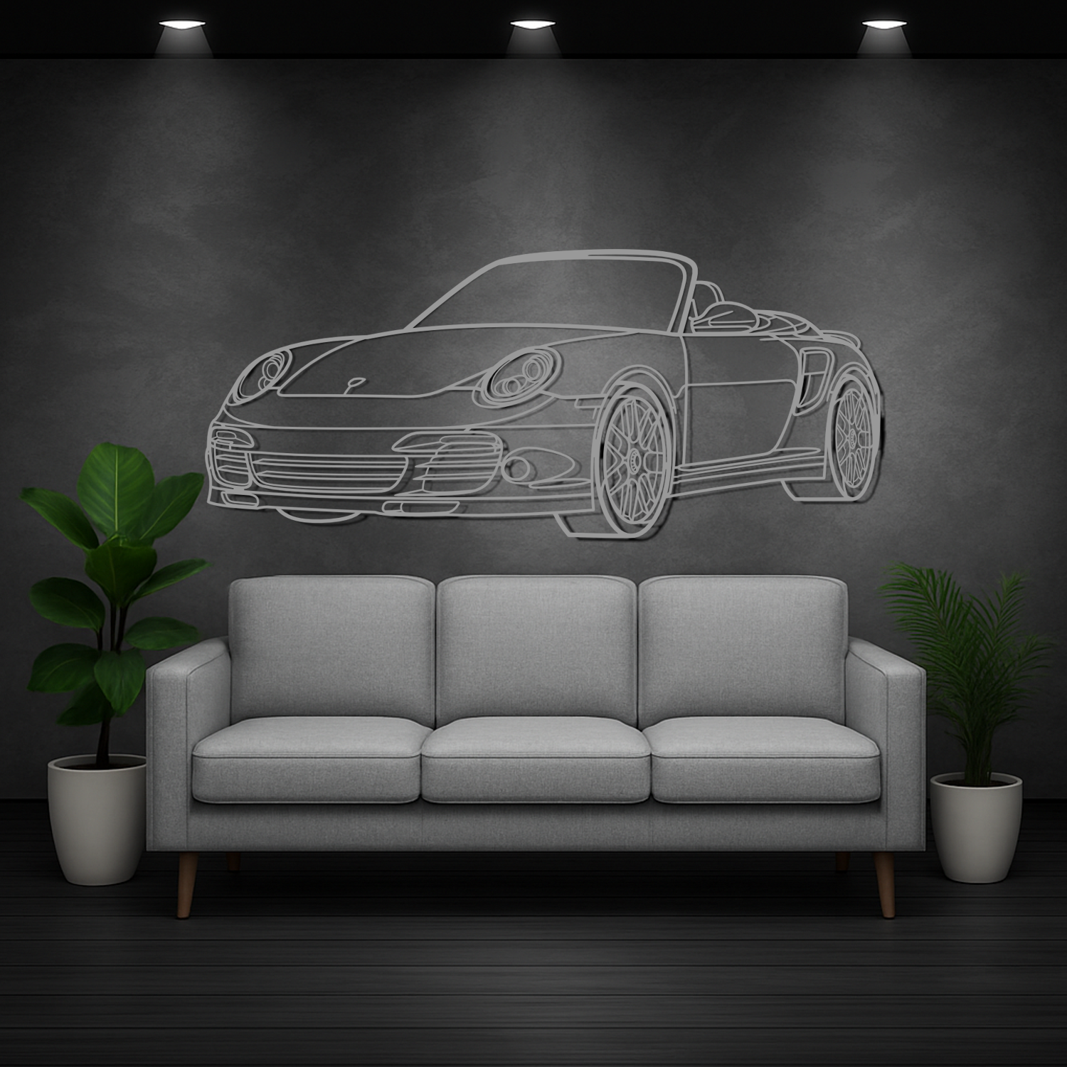 Porsche 911 997.2 Turbo S (2011-2013) - 3D Perspective Front - Metal Silhouette