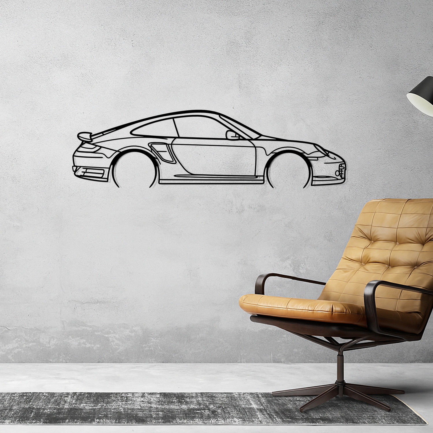 Porsche 911 997.1 Turbo S (2006-2009) - Side View - Metal Silhouette 