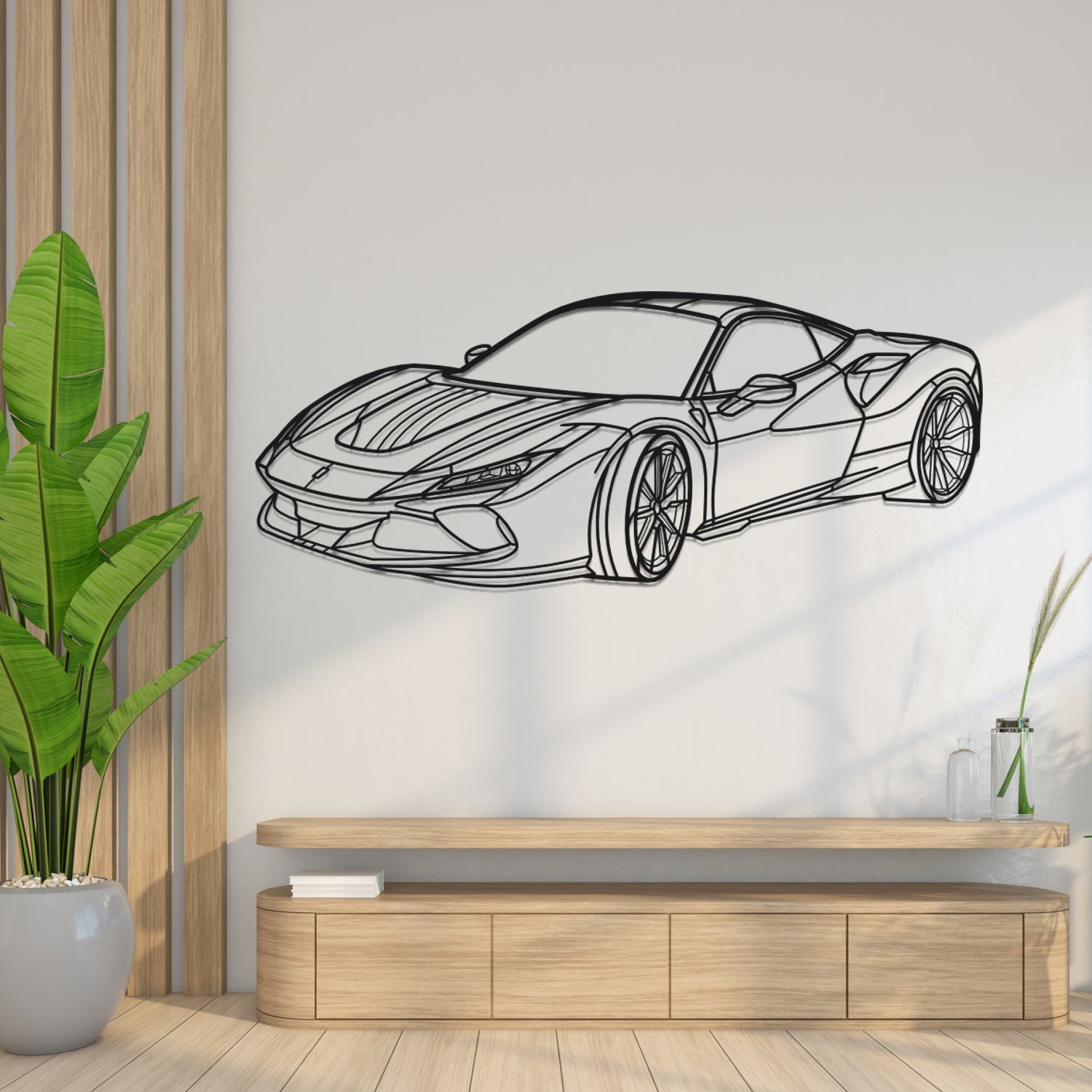 Ferrari F8 Tributo 3D Front View - Metal Wall Silhouette