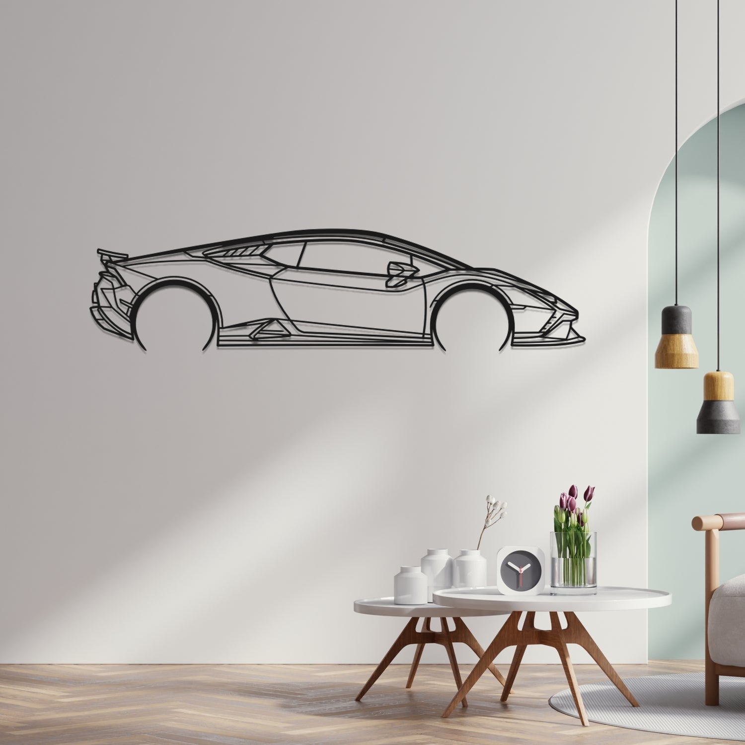 Lamborghini Huracan Tecnica Side View - Metal Wall Silhouette