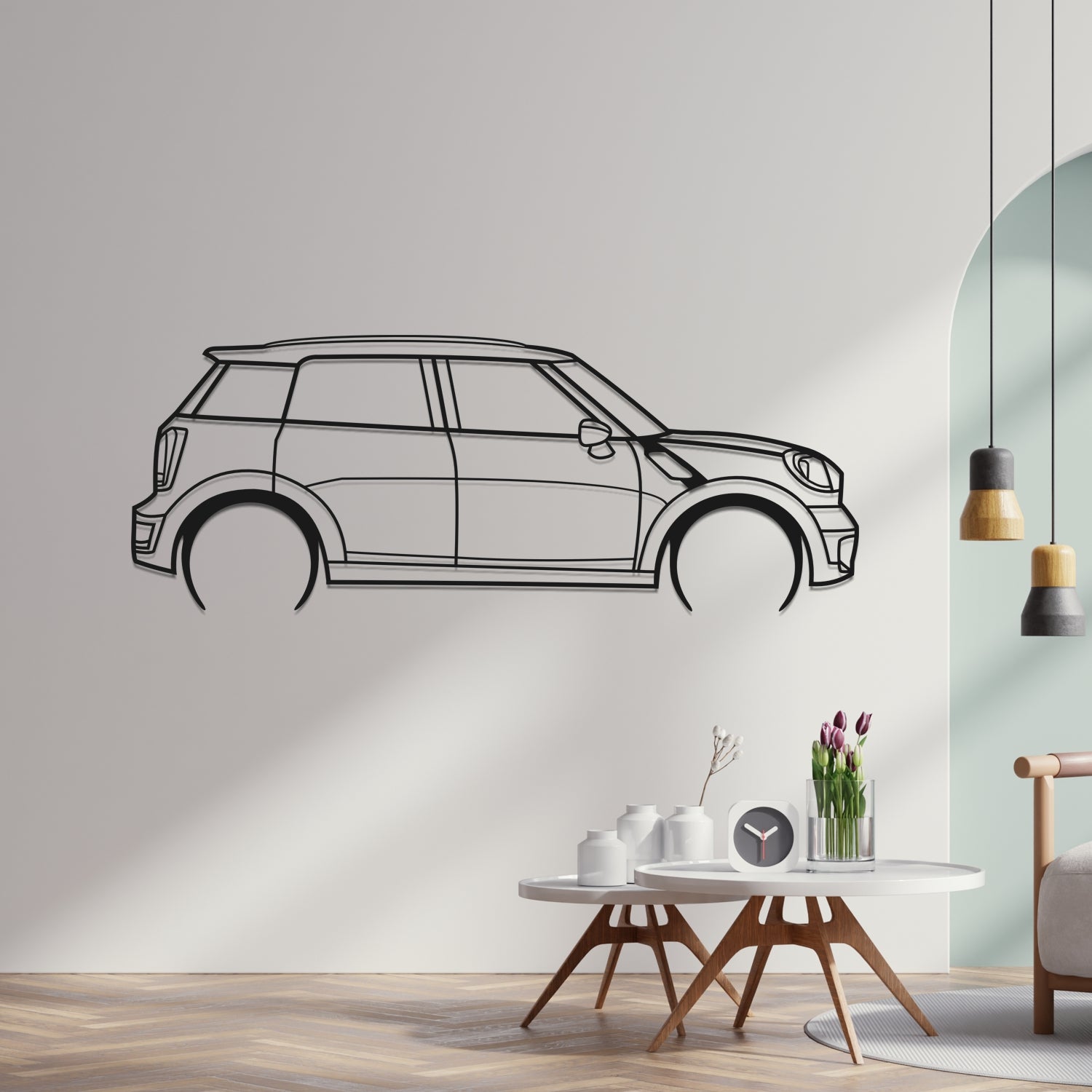 MINI Countryman 2014 Side View - Metal Wall Silhouette