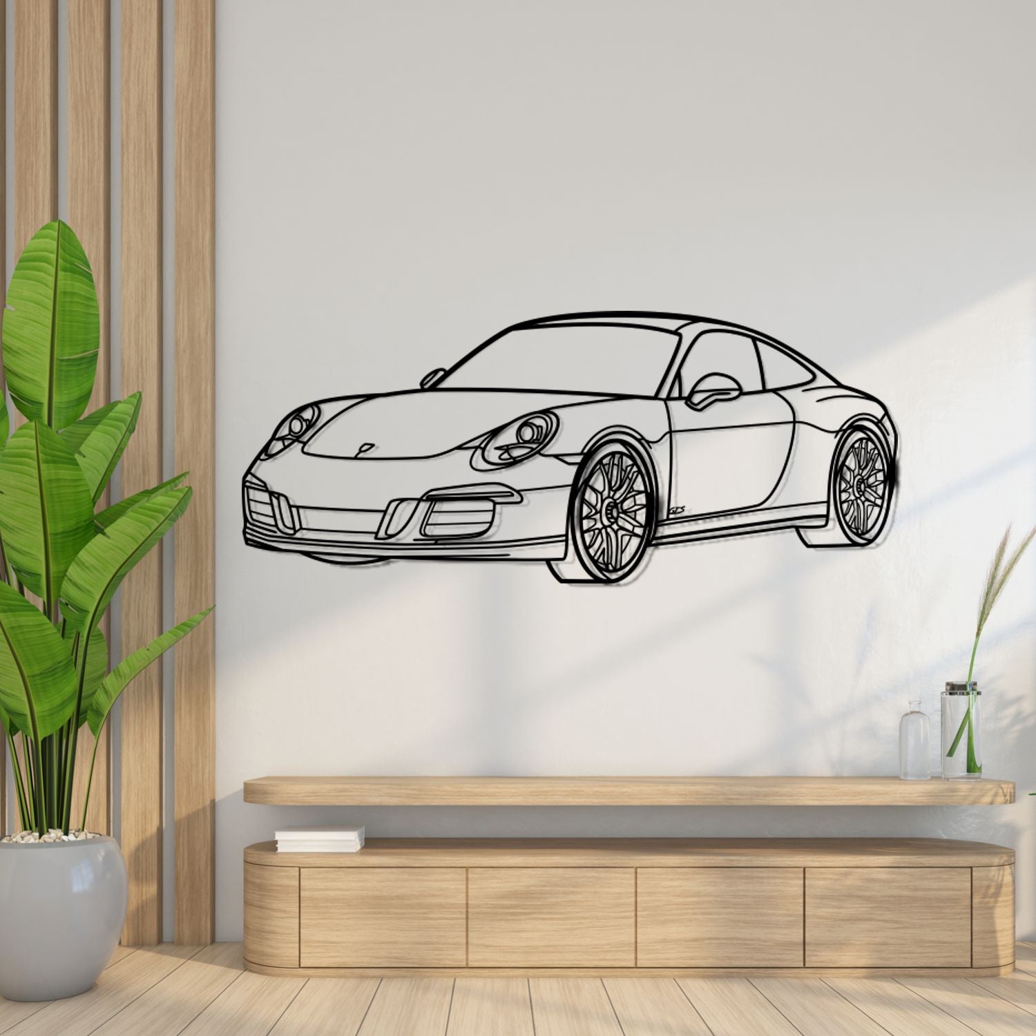 Porsche 911 991.1 Carrera GTS - Perspetiva 3D Frente - Silhueta de Metal