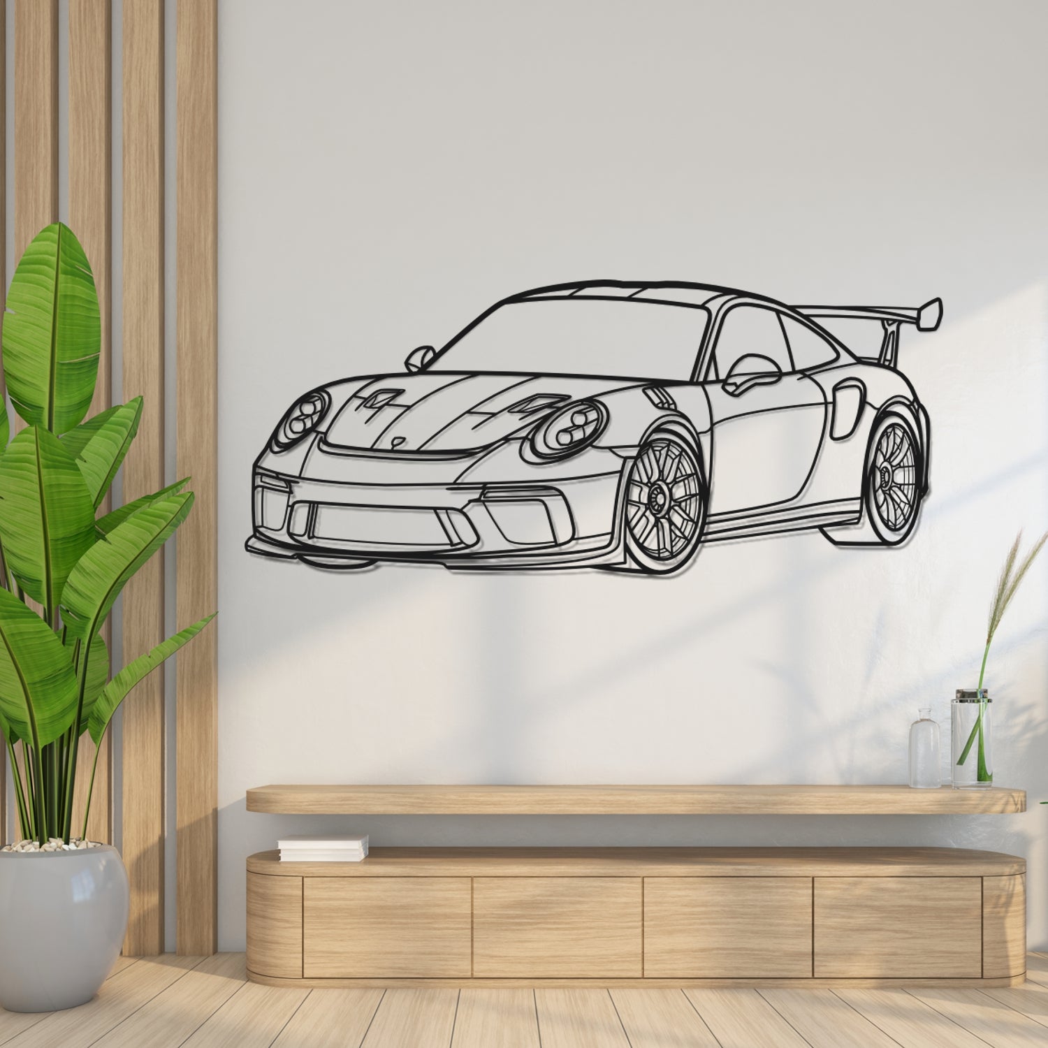 Porsche 911 991.2 GT3 RS - Perspetiva 3D Frente - Silhueta de Metal