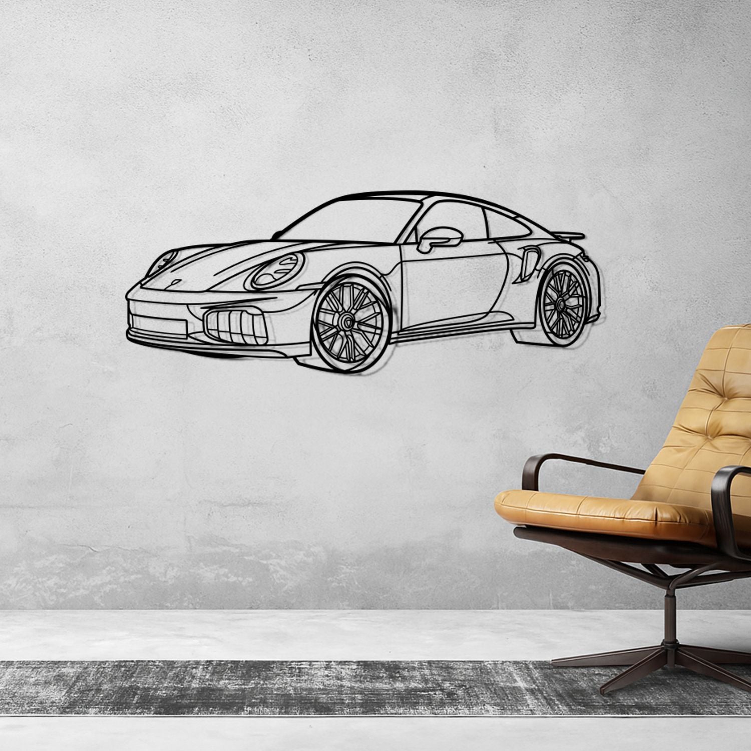 Porsche 911 992.2 Turbo S (2026) - Perspetiva 3D Frente - Silhueta de Metal