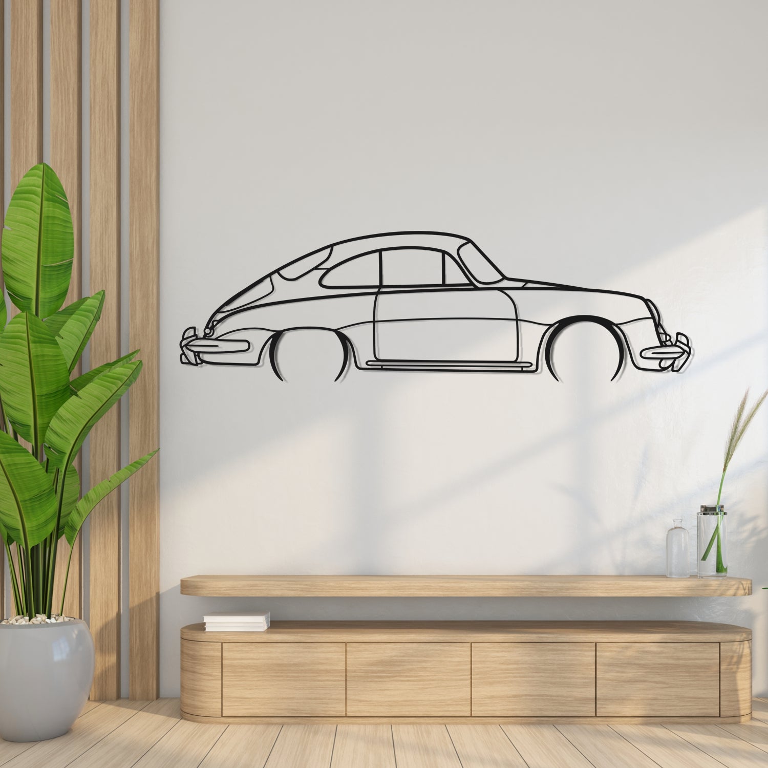 Porsche 356 Coupe Side View - Metal Wall Silhouette