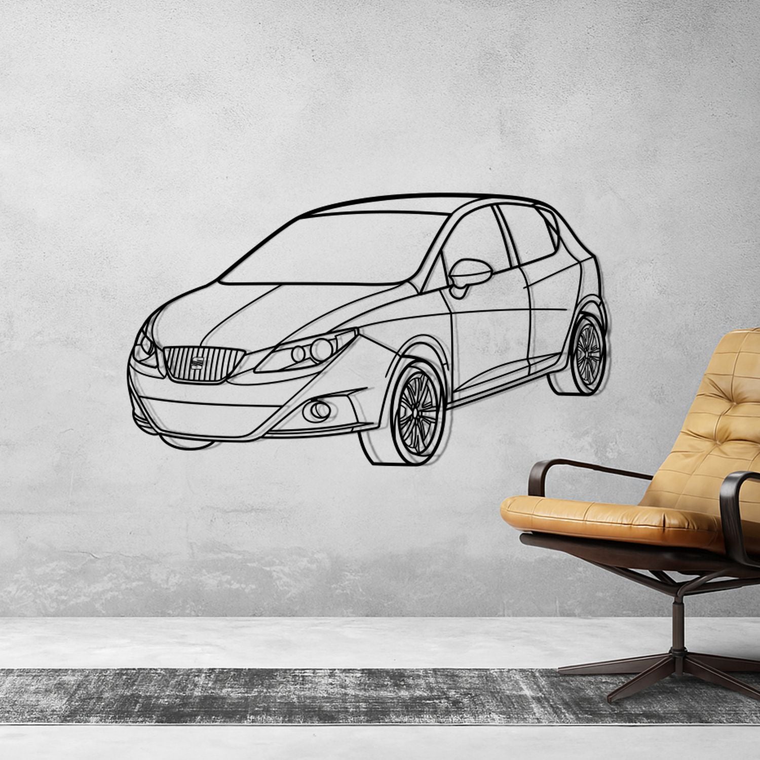 Seat Ibiza 6J (2008-2012) - Perspetiva 3D Frente - Silhueta de Metal