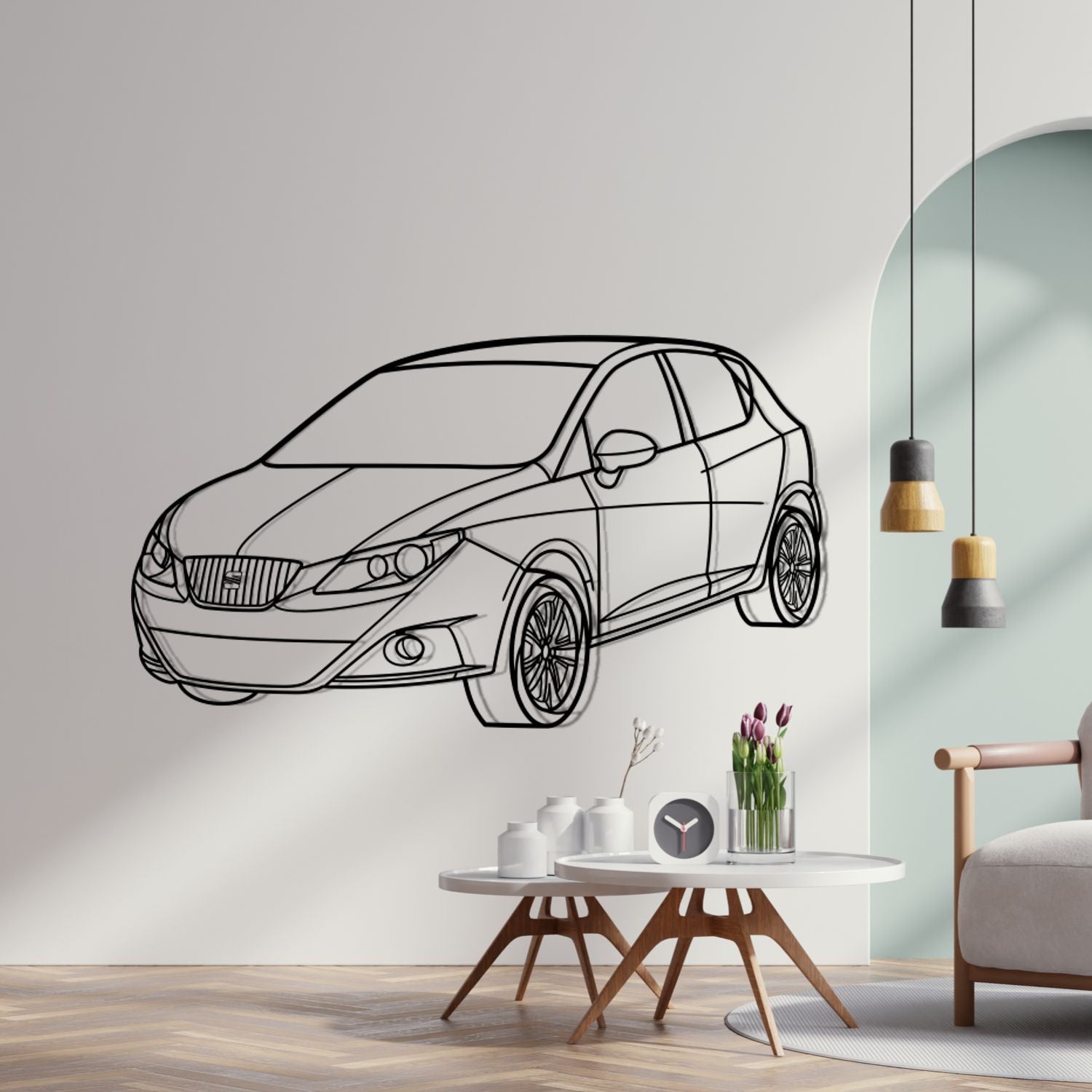 Seat Ibiza 6J (2008-2012) - Perspetiva 3D Frente - Silhueta de Metal