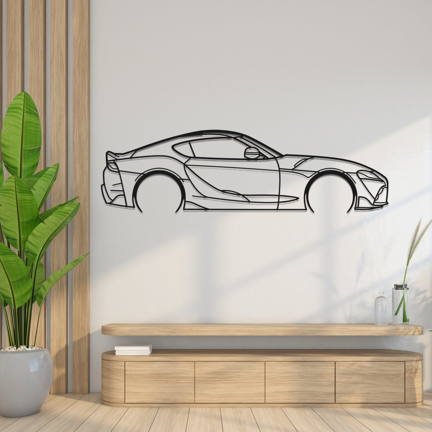 Toyota GR Supra Side View - Metal Wall Silhouette