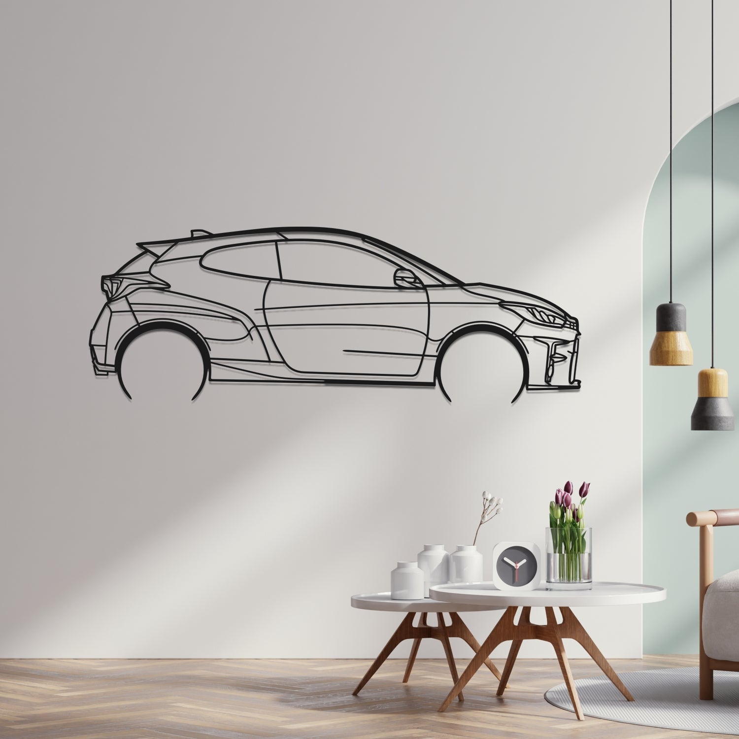 Toyota Yaris GR Side View - Metal Wall Silhouette