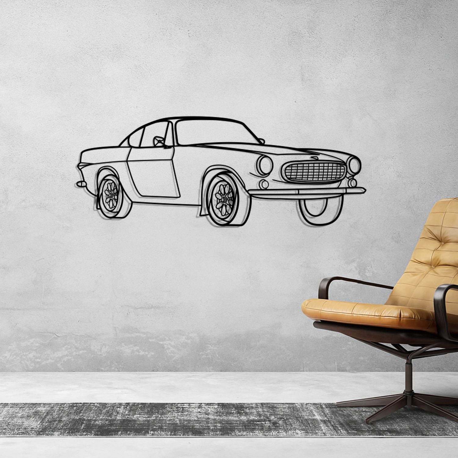 Volvo P1800 (1961-1973) - Perspetiva 3D Frente - Silhueta de Metal