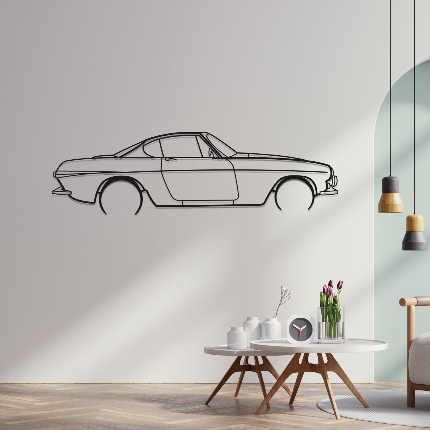 Volvo P1800 S Side View - Metal Wall Silhouette