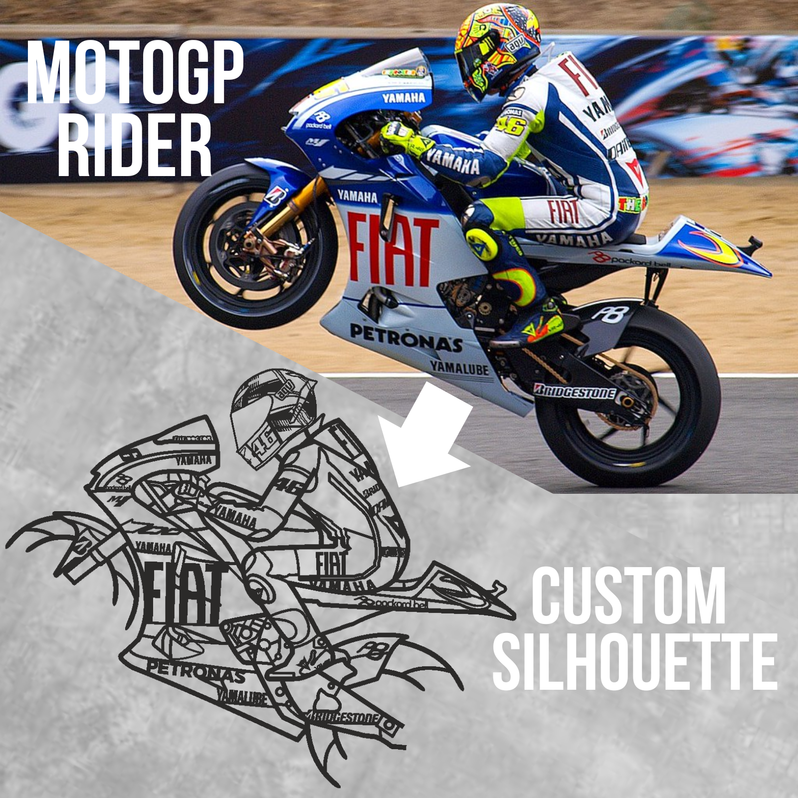 Custom MotoGP Motorcycle Design - Metal Silhouette