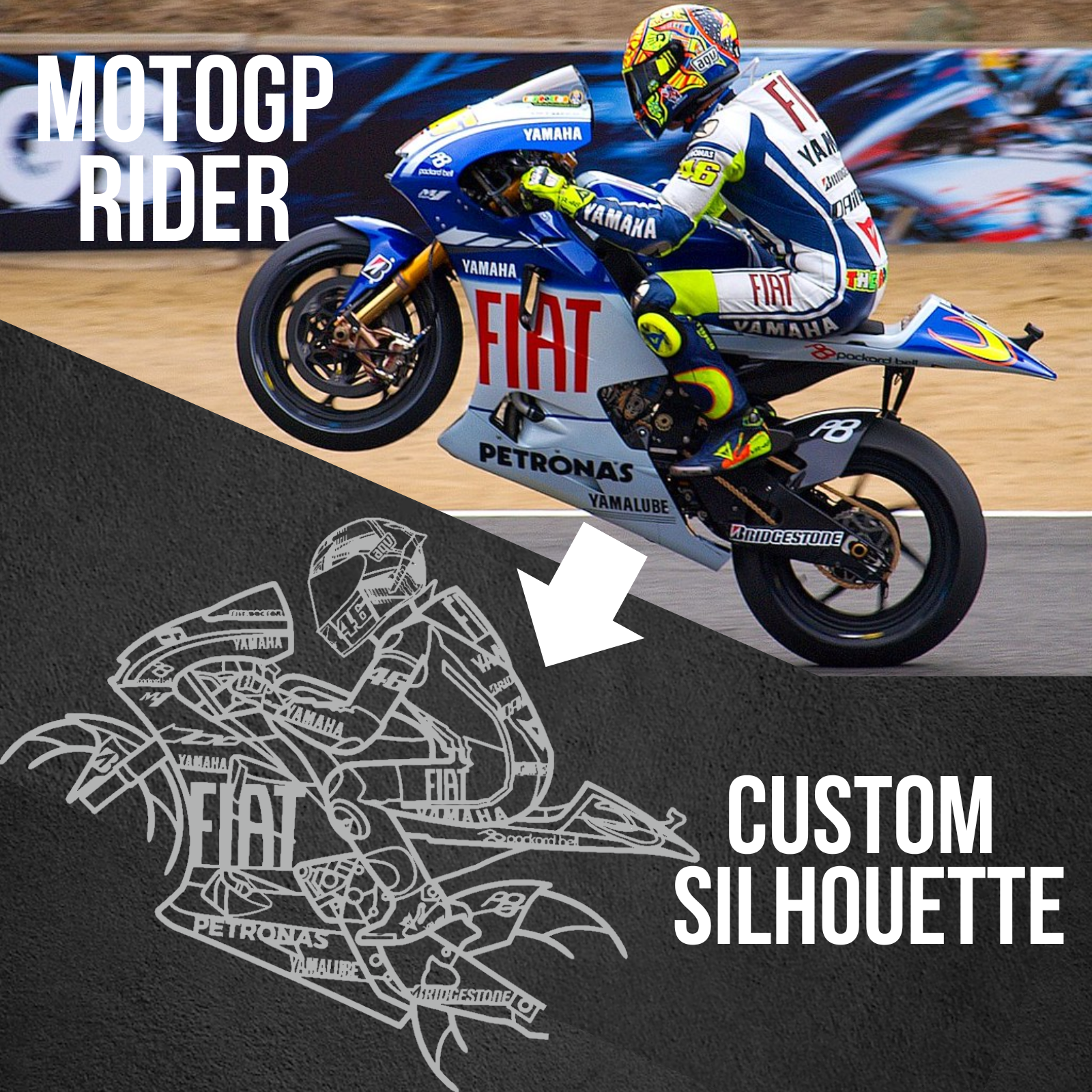 Custom MotoGP Motorcycle Design - Metal Silhouette