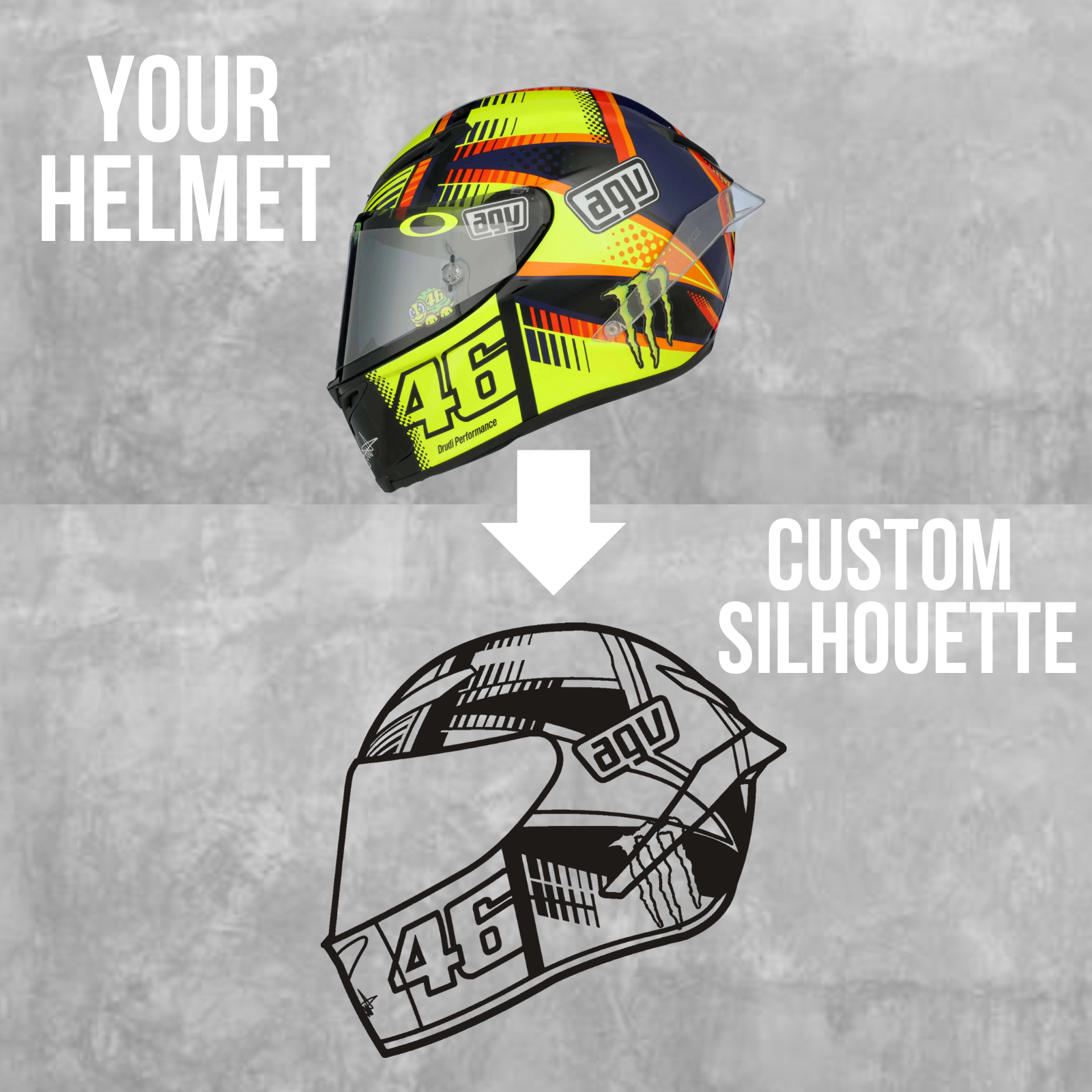 Custom Helmet Design - Metal Silhouette