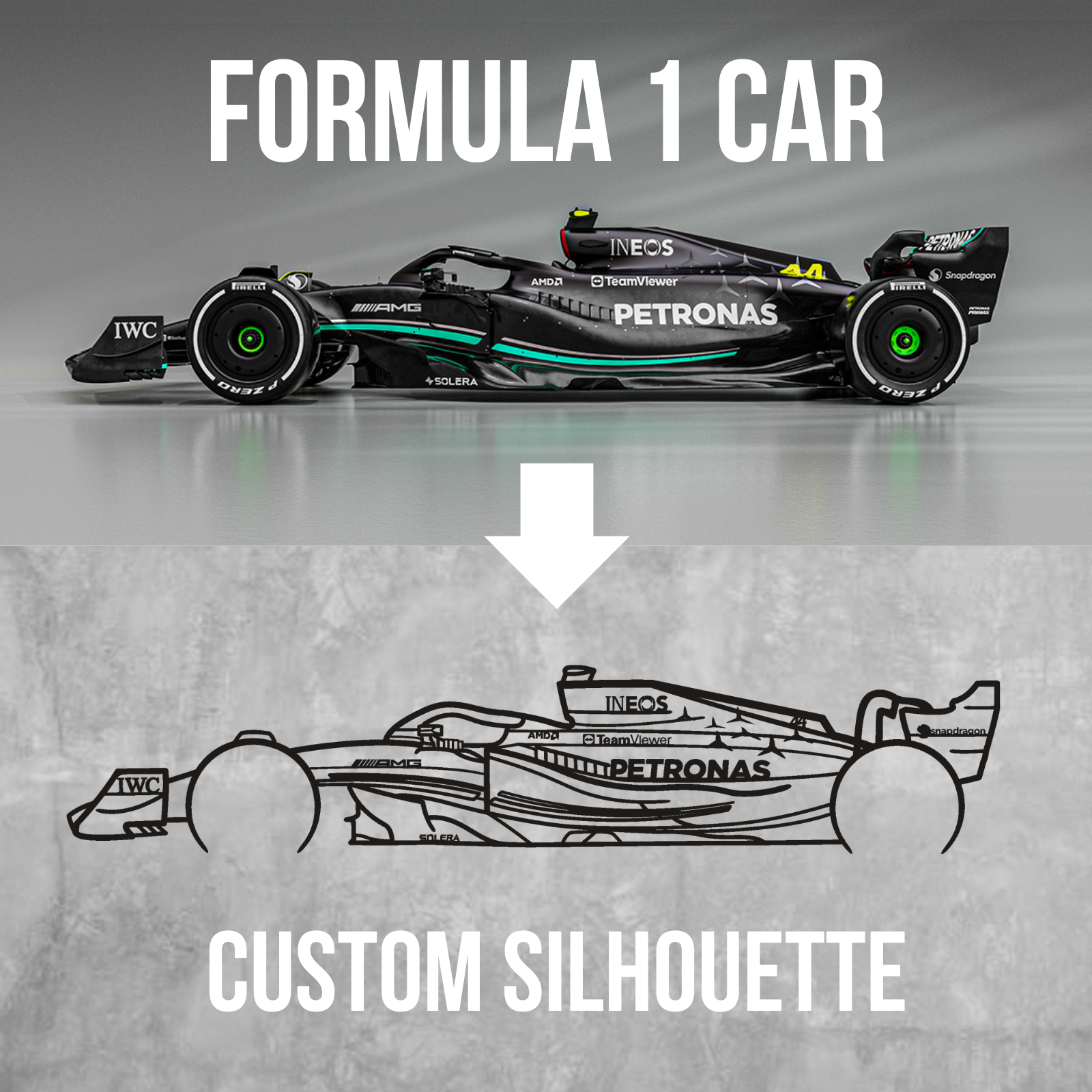 Design Carro Formula 1 Personalizado - Silhueta de Metal