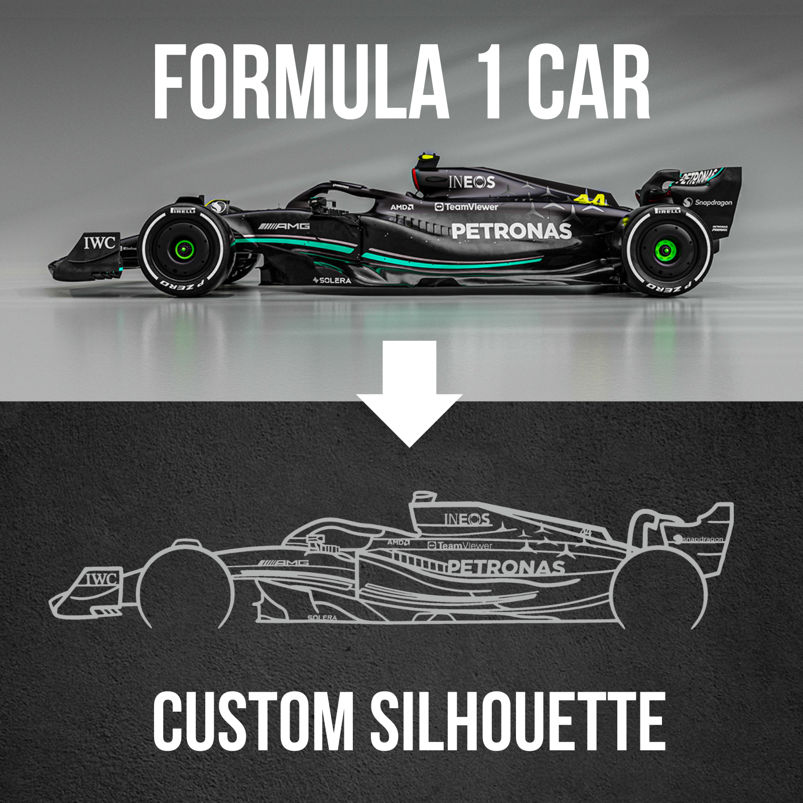 Design Carro Formula 1 Personalizado - Silhueta de Metal