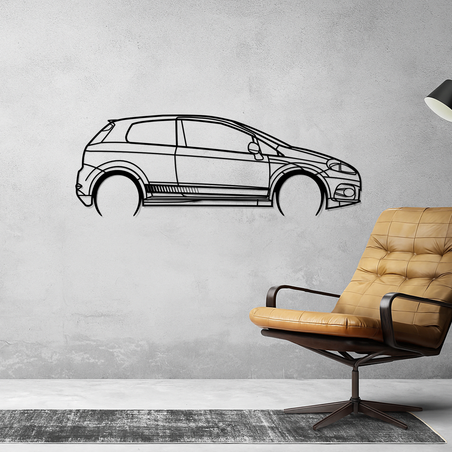 Abarth Punto (2005-2009) - Side Perspective - Metal Silhouette