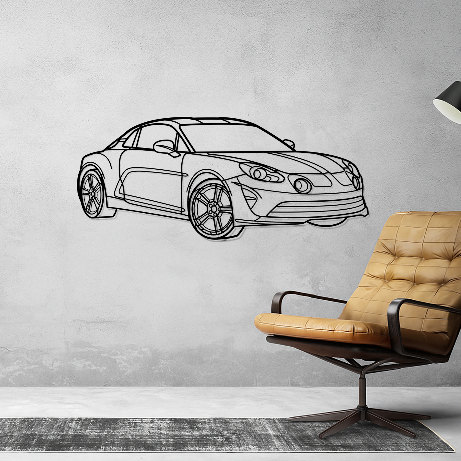 Alpine A110 (2017-2025) - Perspetiva 3D Frente - Silhueta de Metal