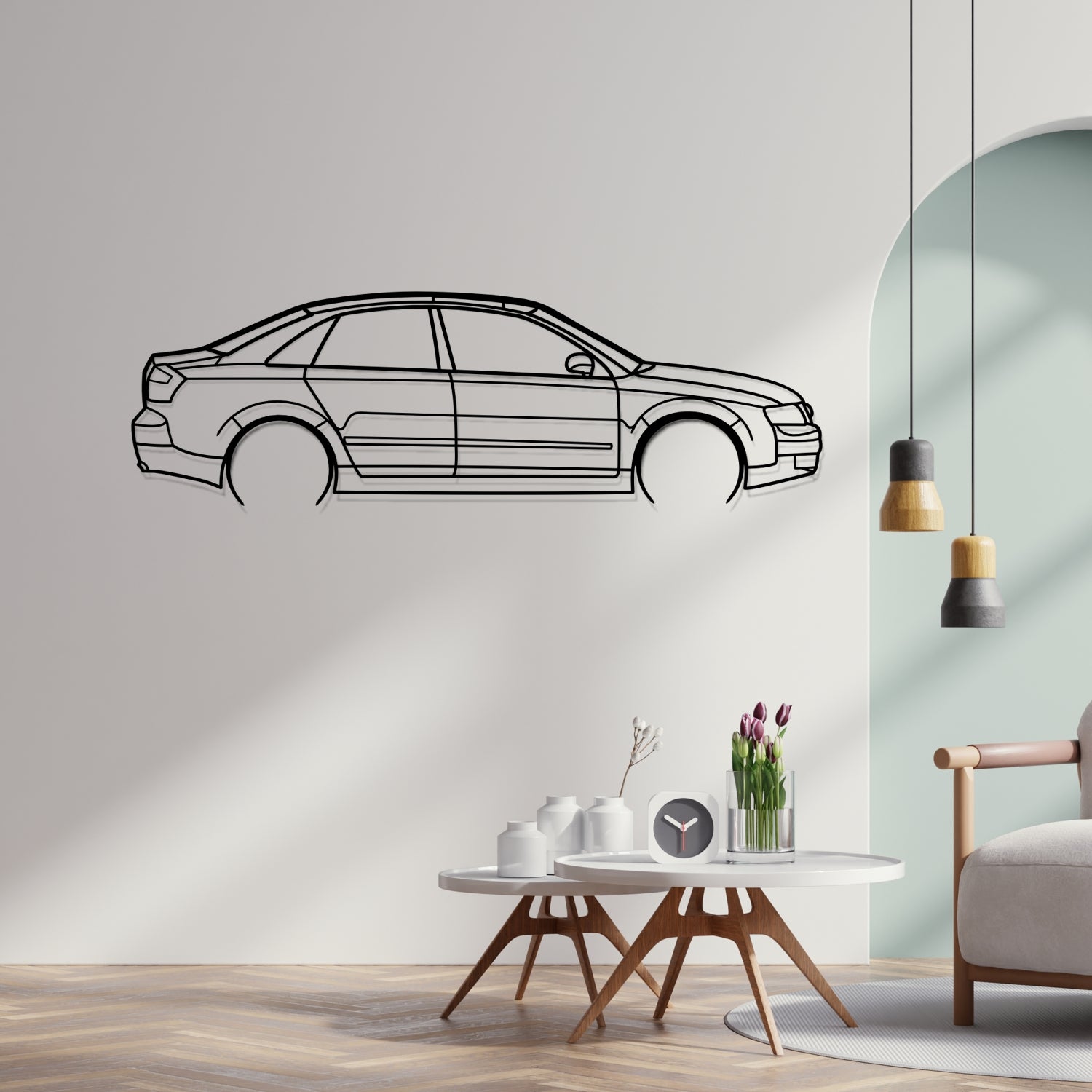 Audi R8 V10 Plus (2012-2015) - Side Perspective - Metal Silhouette