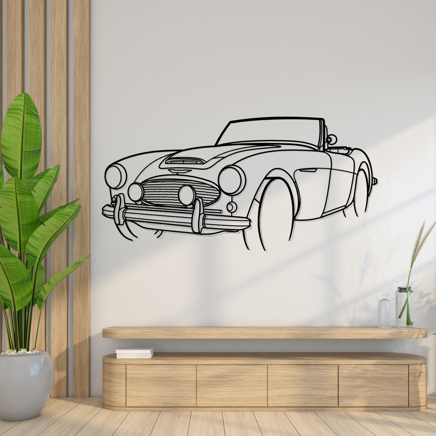 Austin Healey 3000 MK1 (1959-1961) - Perspetiva 3D Frente - Silhueta de Metal