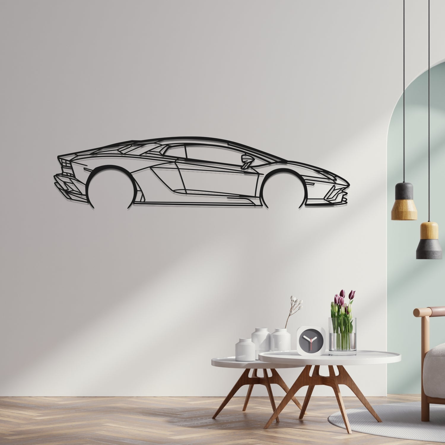 Lamborghini Aventador S Side View - Metal Wall Silhouette