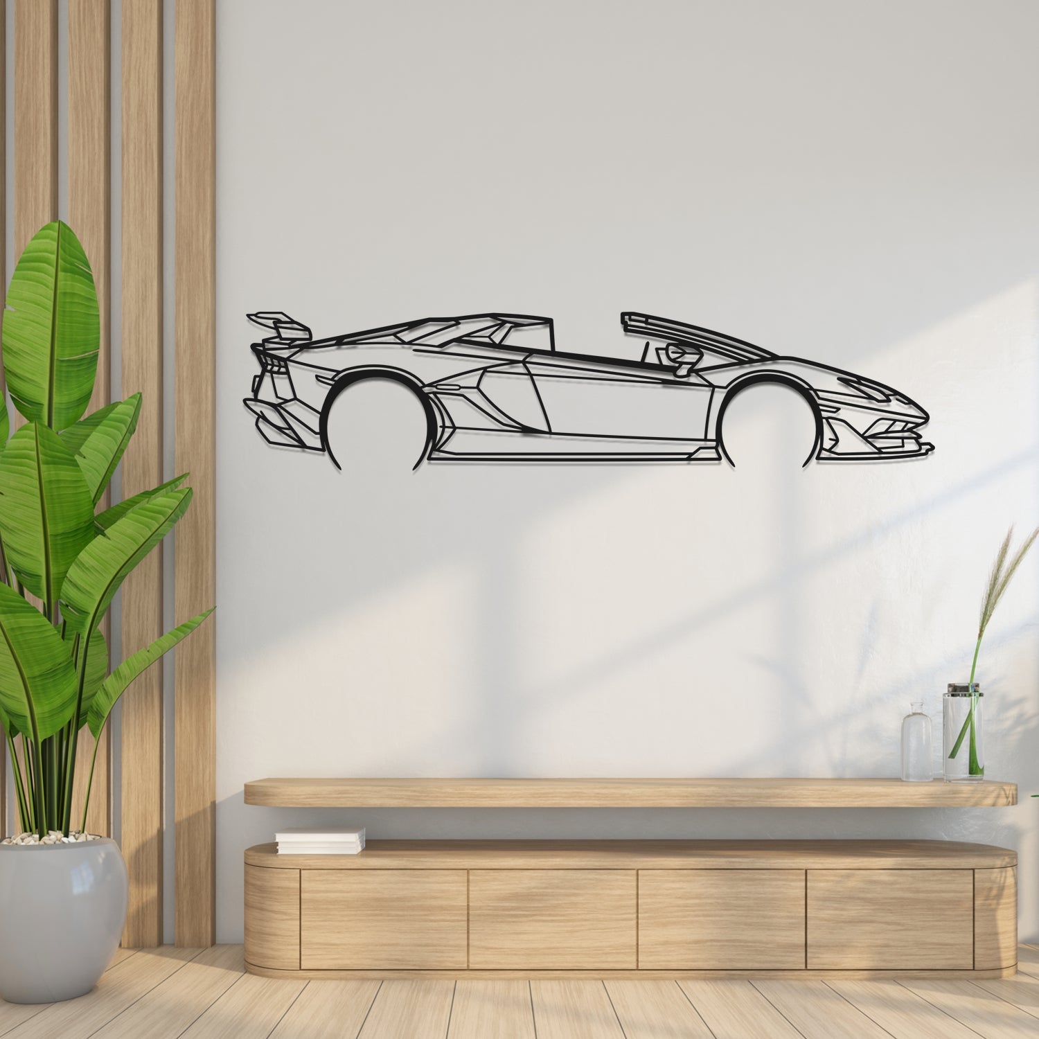 Lamborghini Aventador SVJ Roadster Side View - Metal Wall Silhouette