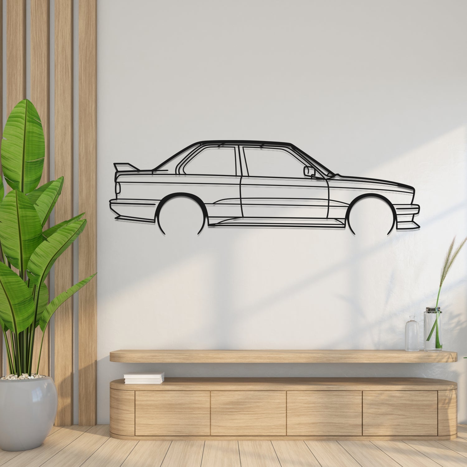 BMW M3 E30 Side View - Metal Wall Silhouette