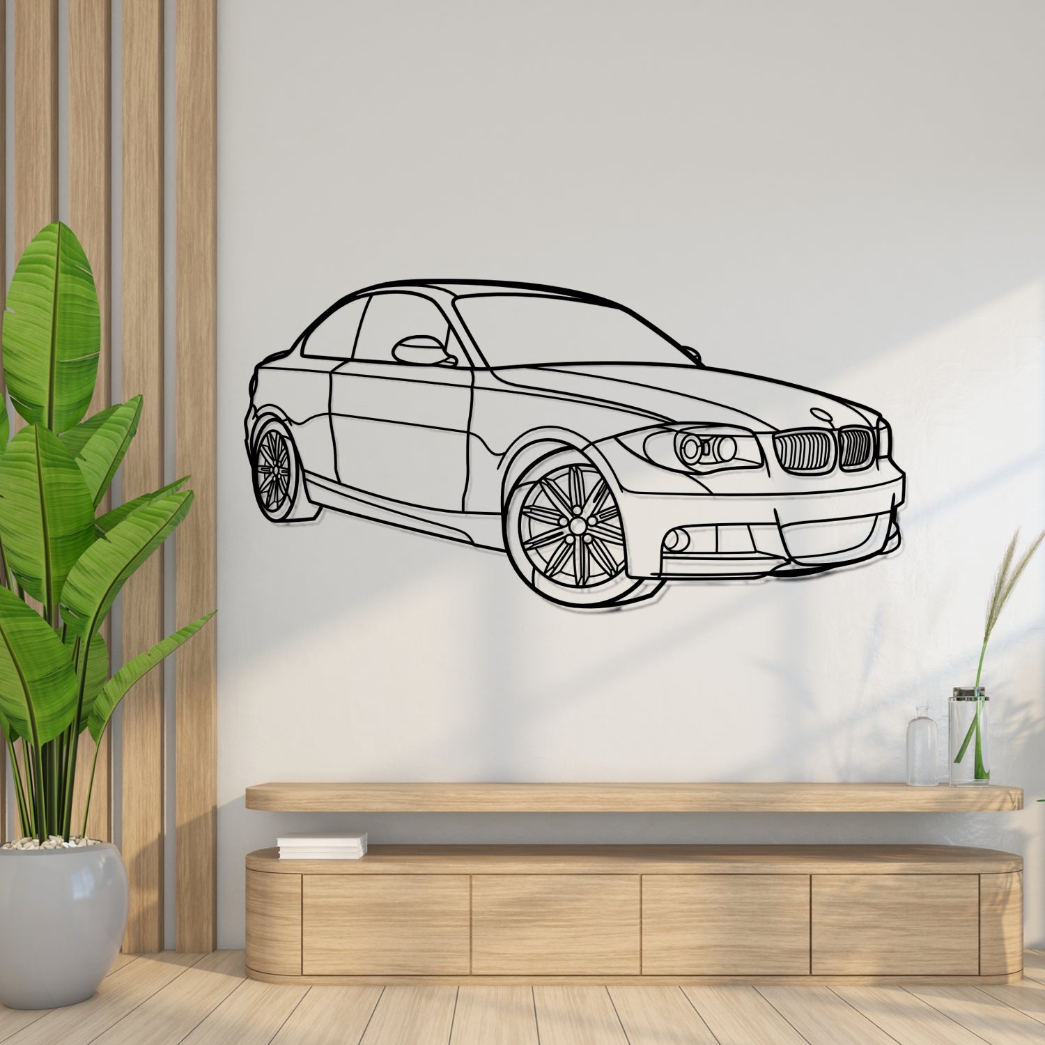 BMW Serie 1 Coupe E82 (2006-2010) - Perspetiva 3D Frente - Silhueta de Metal