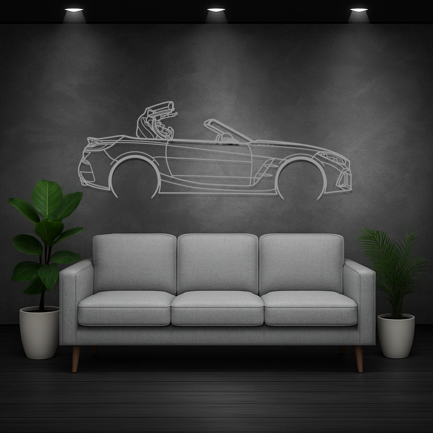 Audi R8 V10 Plus (2012-2015) - Side Perspective - Metal Silhouette