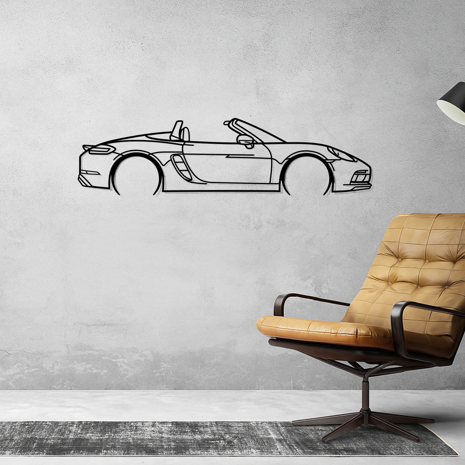 Porsche 718 Boxster GTS (2017-2019) - Perspetiva Lateral - Silhueta de Metal