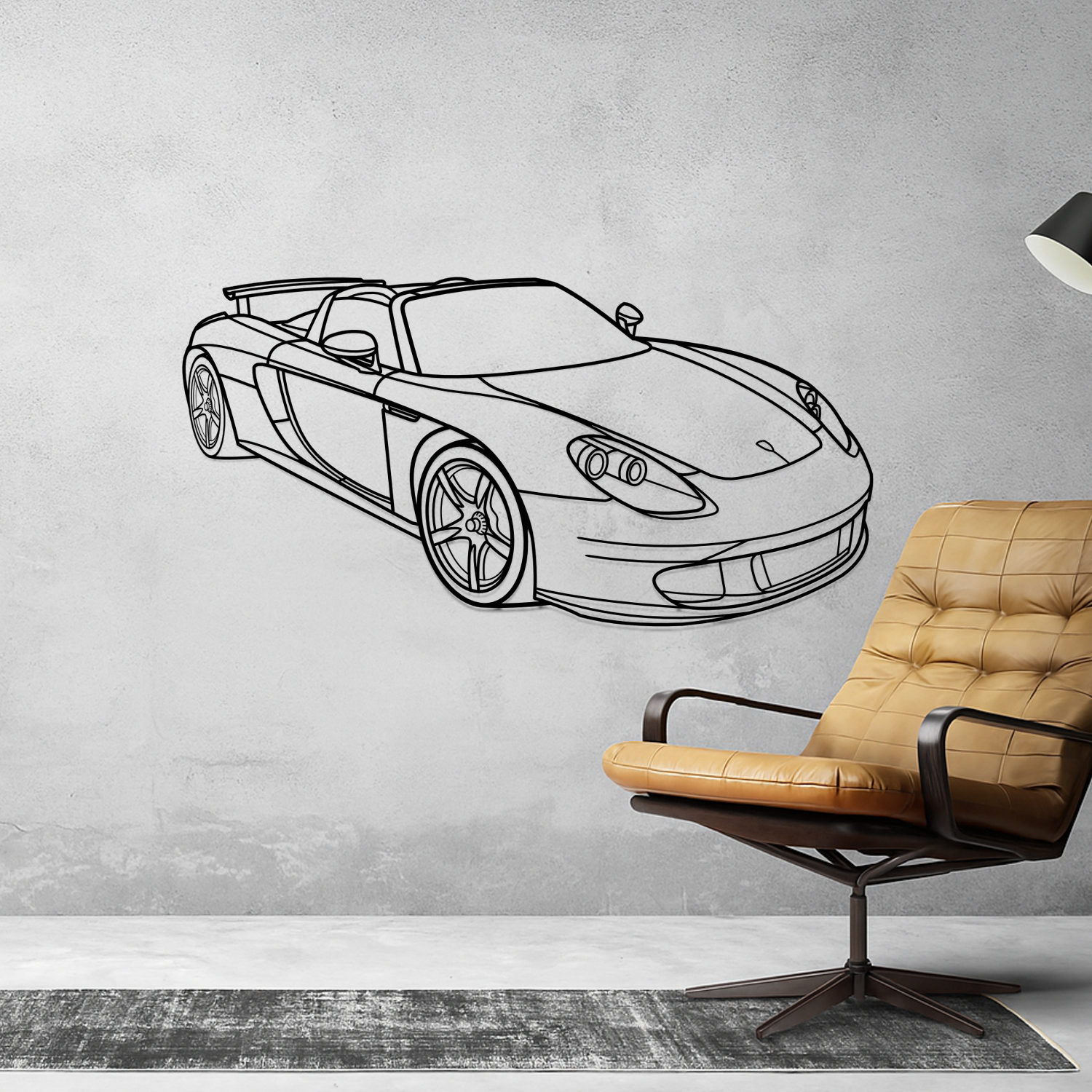 Porsche Carrera GT (2003-2007) - 3D Perspective Front - Metal Silhouette