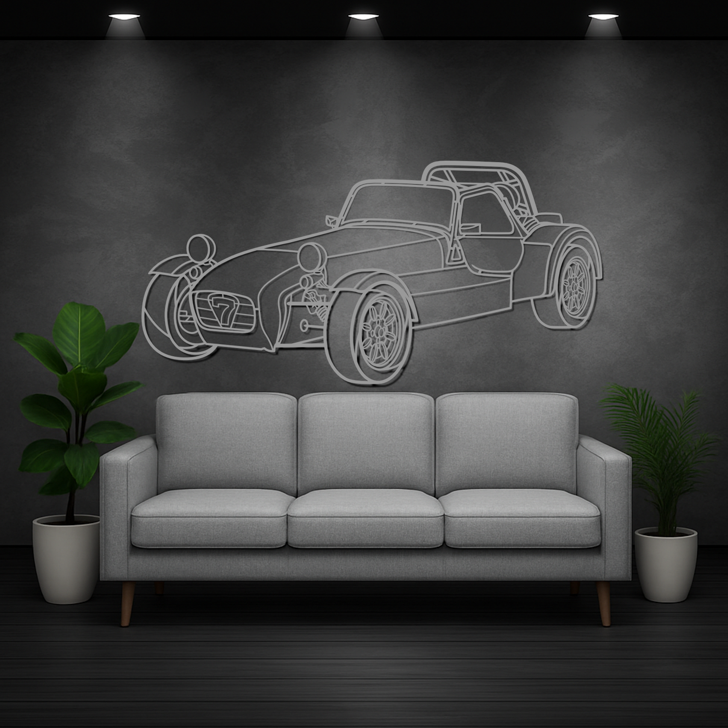 Caterham - Perspetiva 3D Frente - Silhueta de Metal