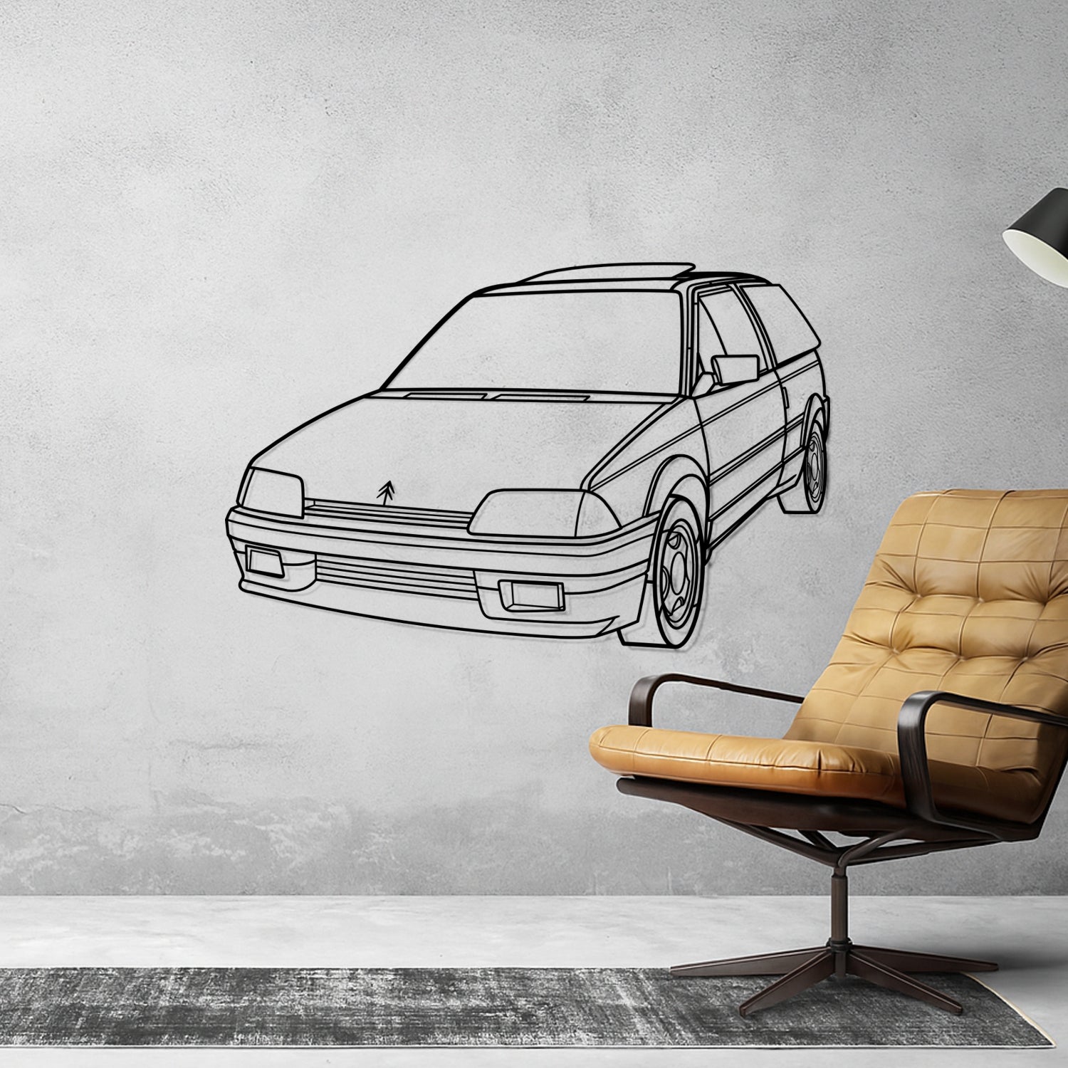 Citroën AX GT (1991-1995) - Perspetiva 3D Frente - Silhueta de Metal