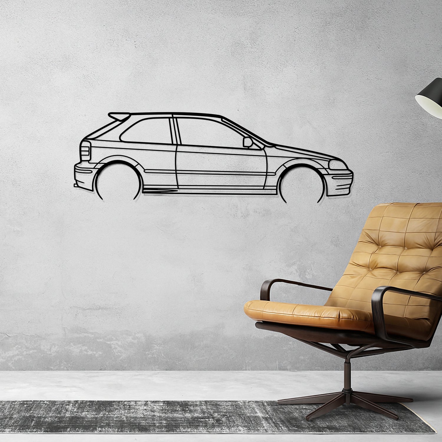 Honda Civic Coupe (1992-1995) - Perspetiva Lateral - Silhueta de Metal