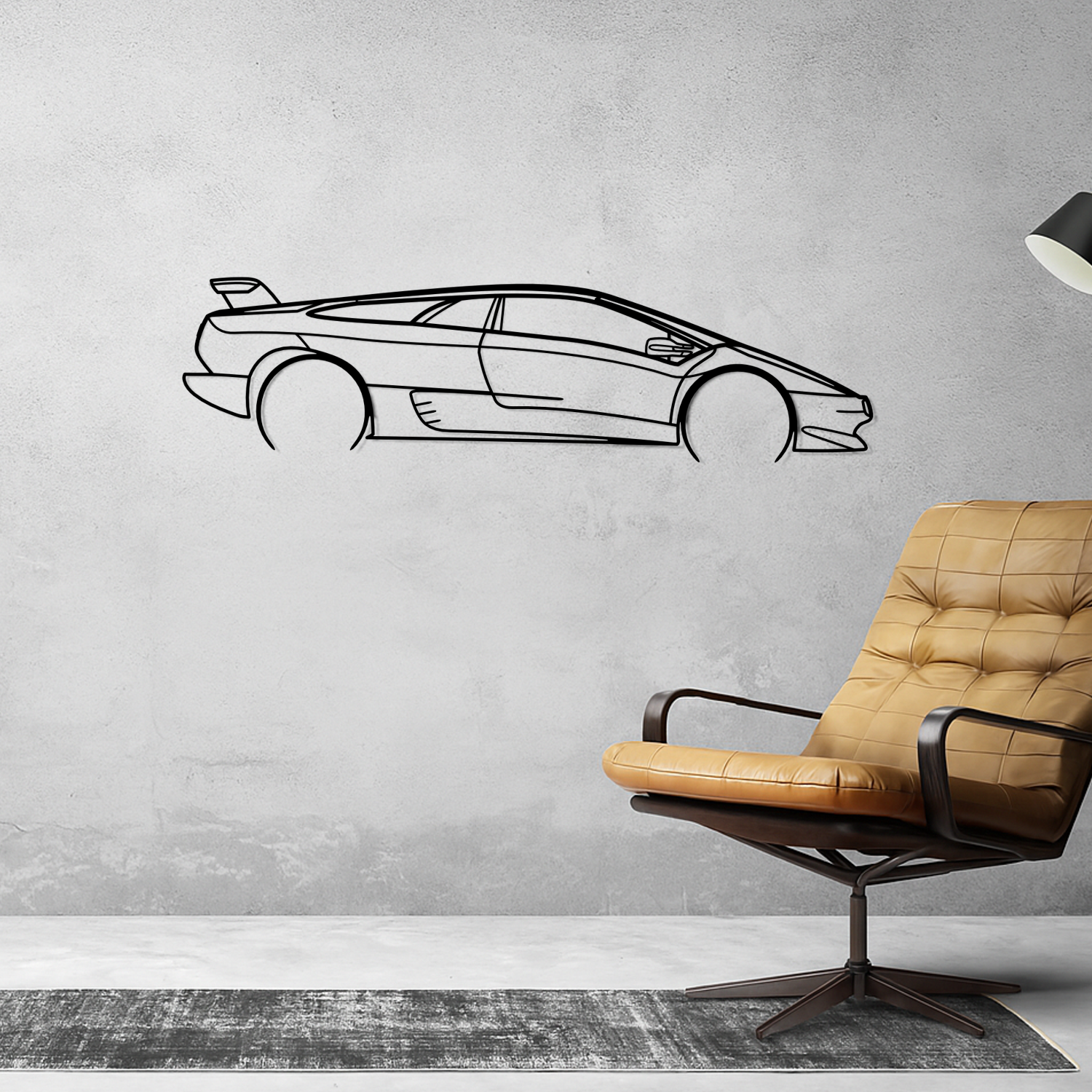 Lamborghini Diablo (1990-2001) - Side Perspective - Metal Silhouette